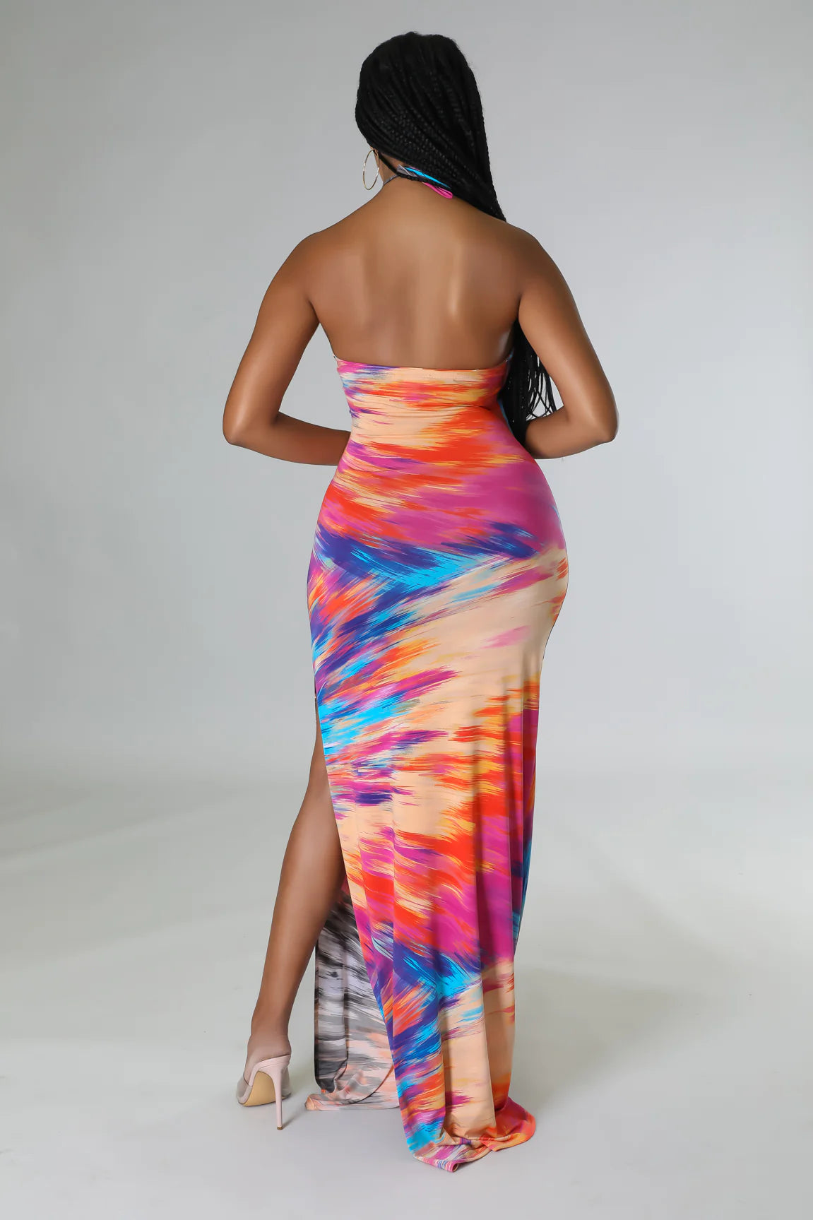 Copacabana Halter Maxi Dress Multicolor - Ali’s Couture