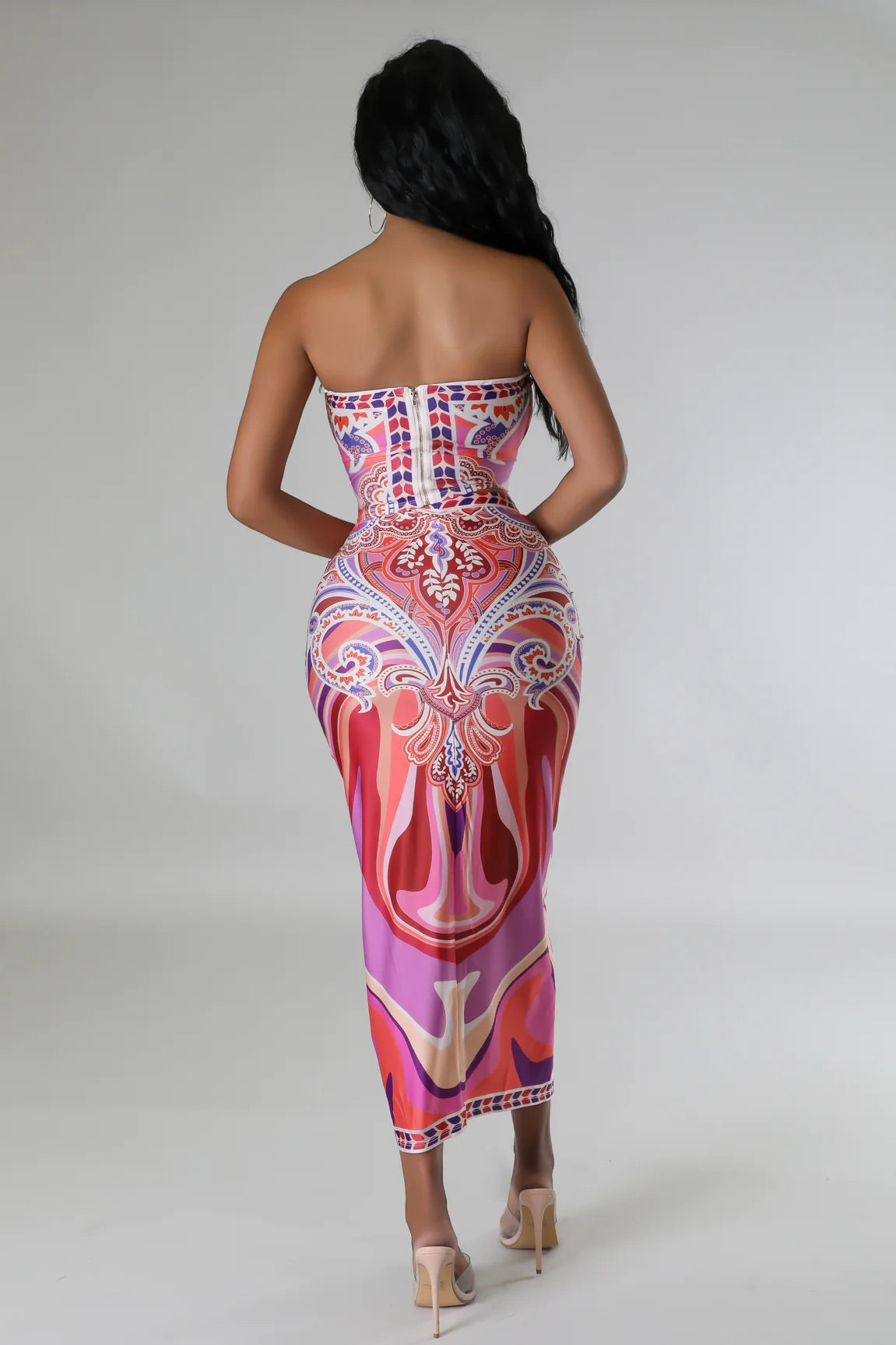 Ranae Strapless Printed Skirt Set Pink - Ali’s Couture