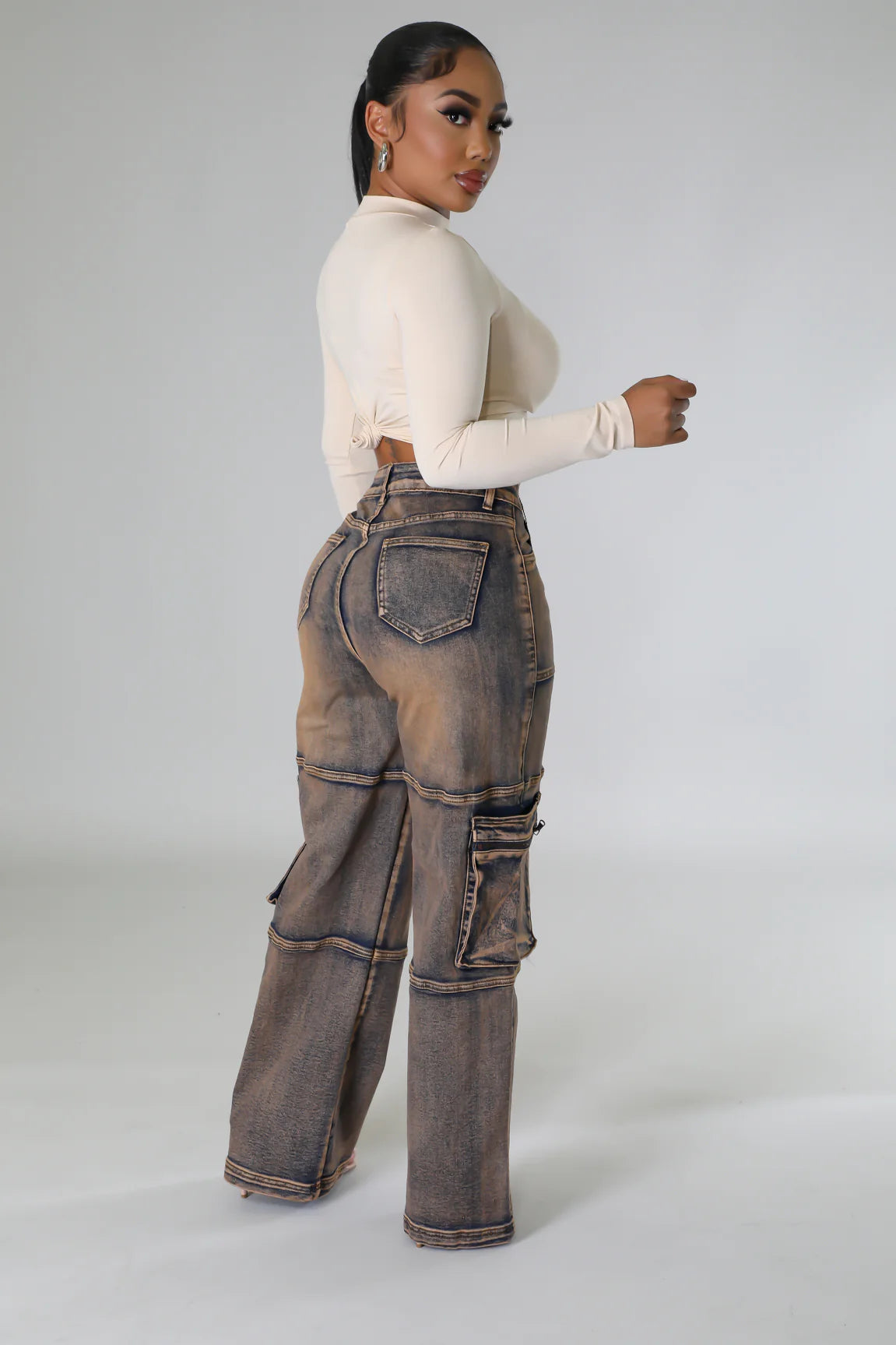 Sieanna Cargo Jeans Copper - Ali’s Couture