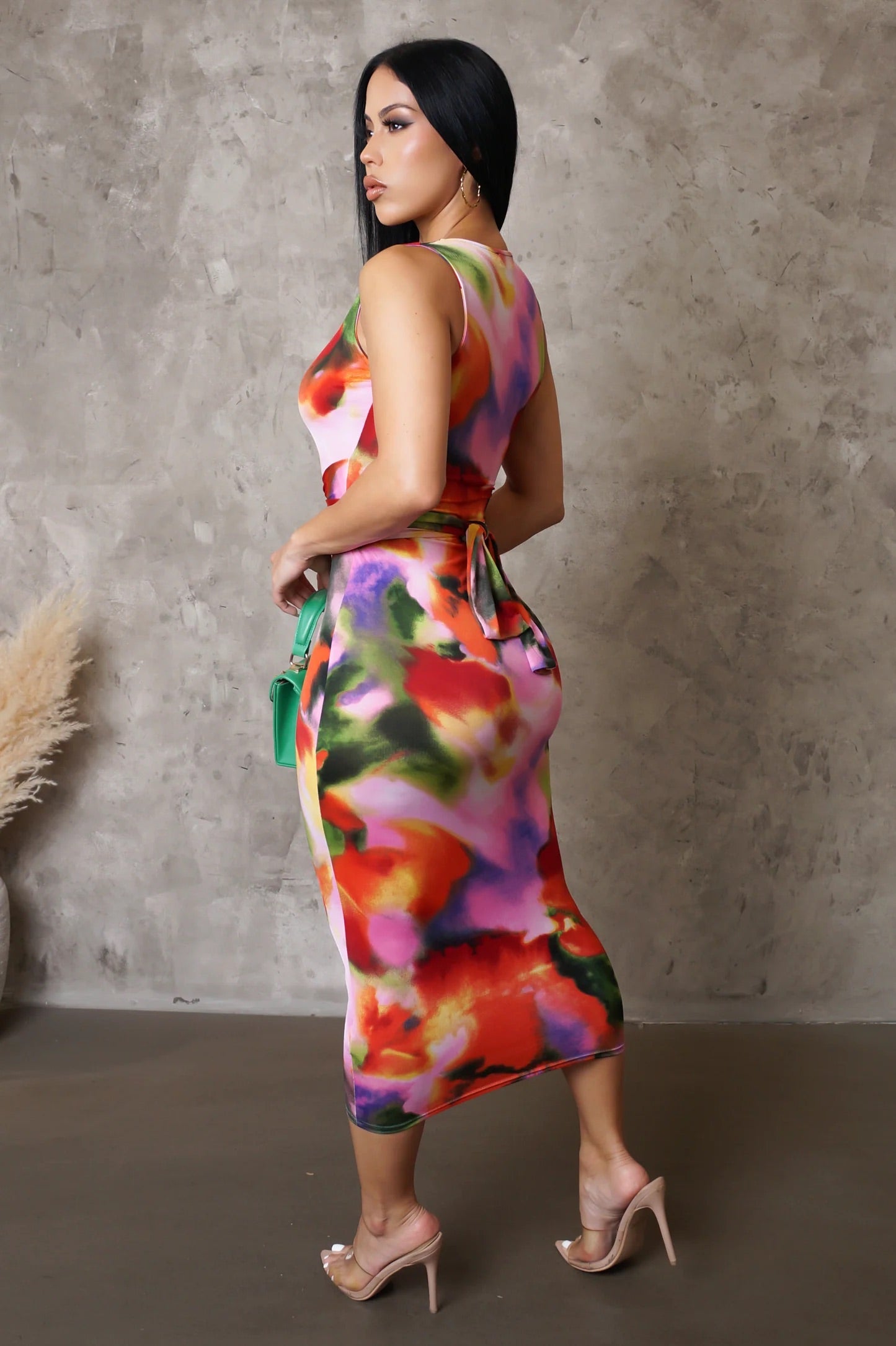 Sako Abstract Midi Dress Multicolor - Ali’s Couture