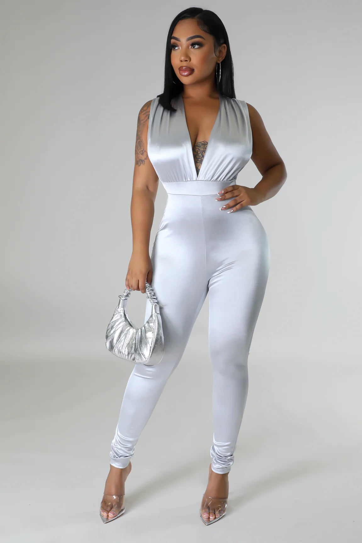 Isadora Jumpsuit Silver - Ali’s Couture
