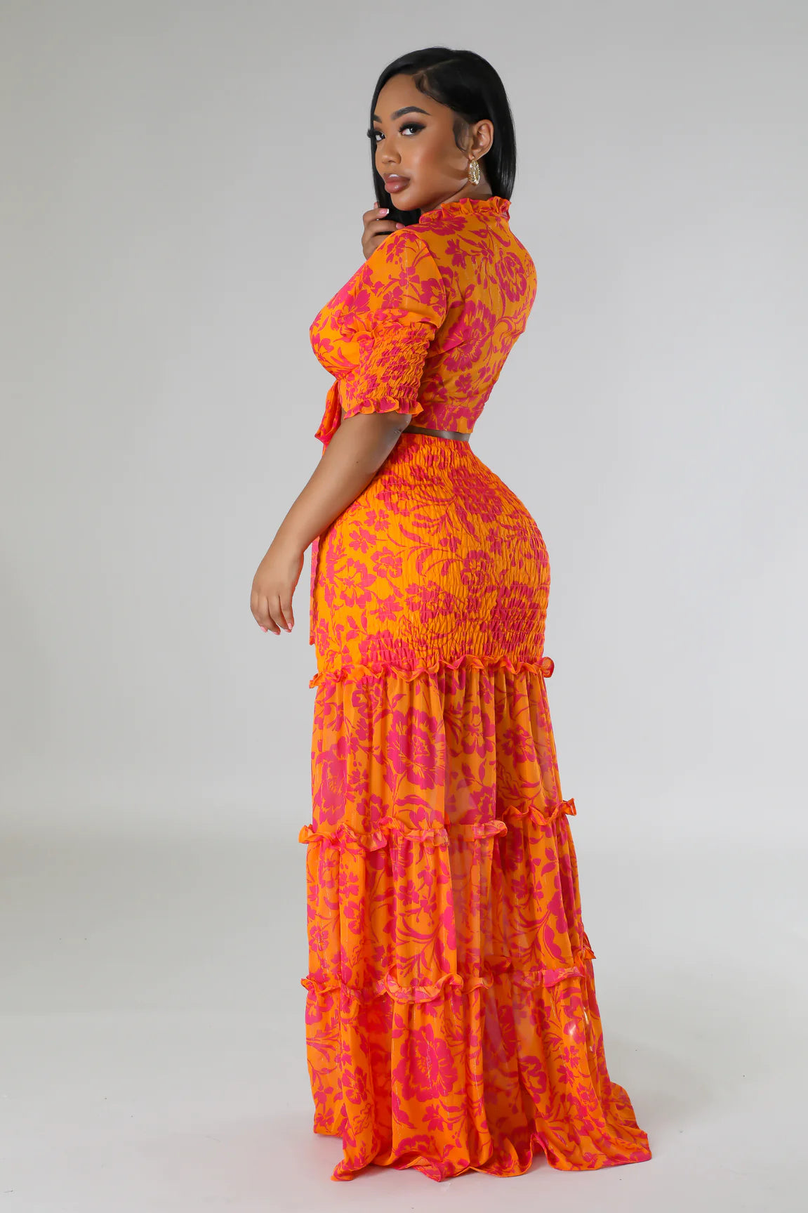When In Greece Skirt Set Multi Orange - Ali’s Couture