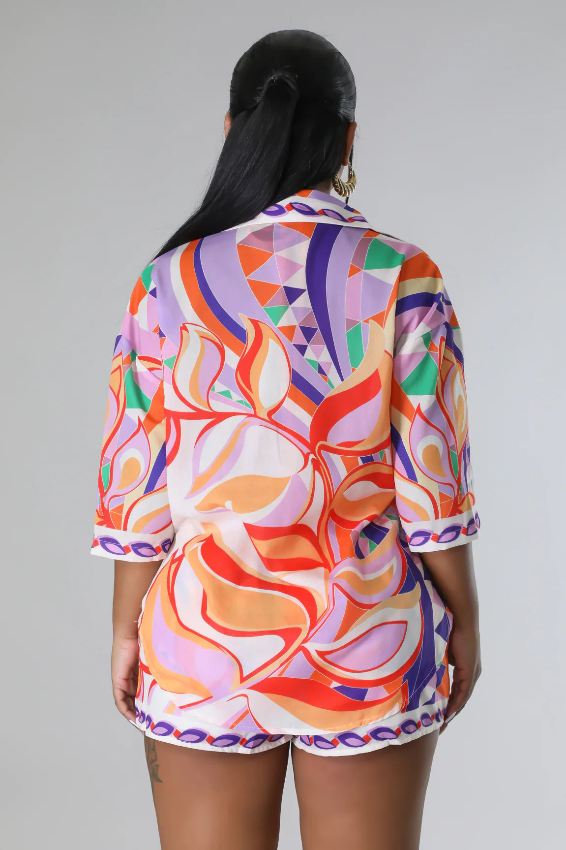 Ibiza Nights Printed Short Set Multi Orange - Ali’s Couture