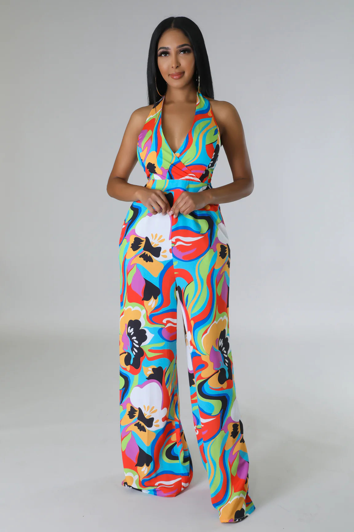 Miami Spice Printed Jumpsuit Multi Green - Ali’s Couture