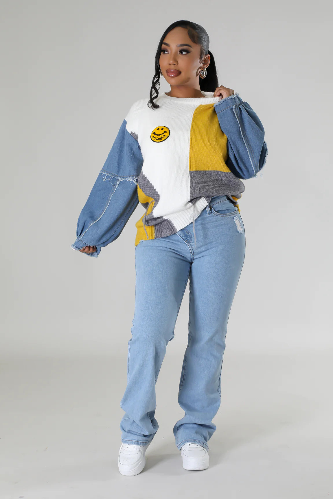 All Smiles Sweater Multi Yellow - Ali’s Couture