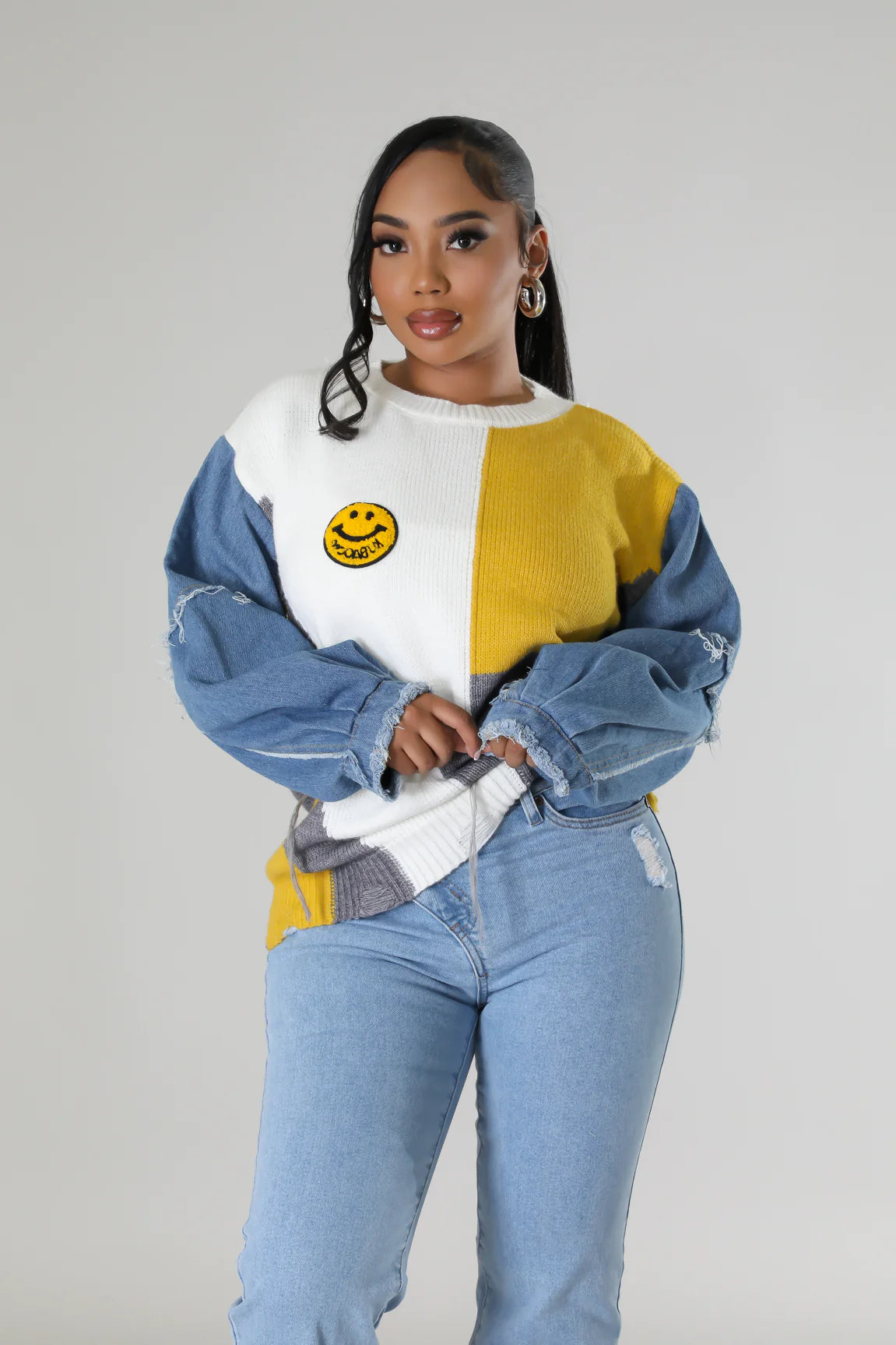 All Smiles Sweater Multi Yellow - Ali’s Couture