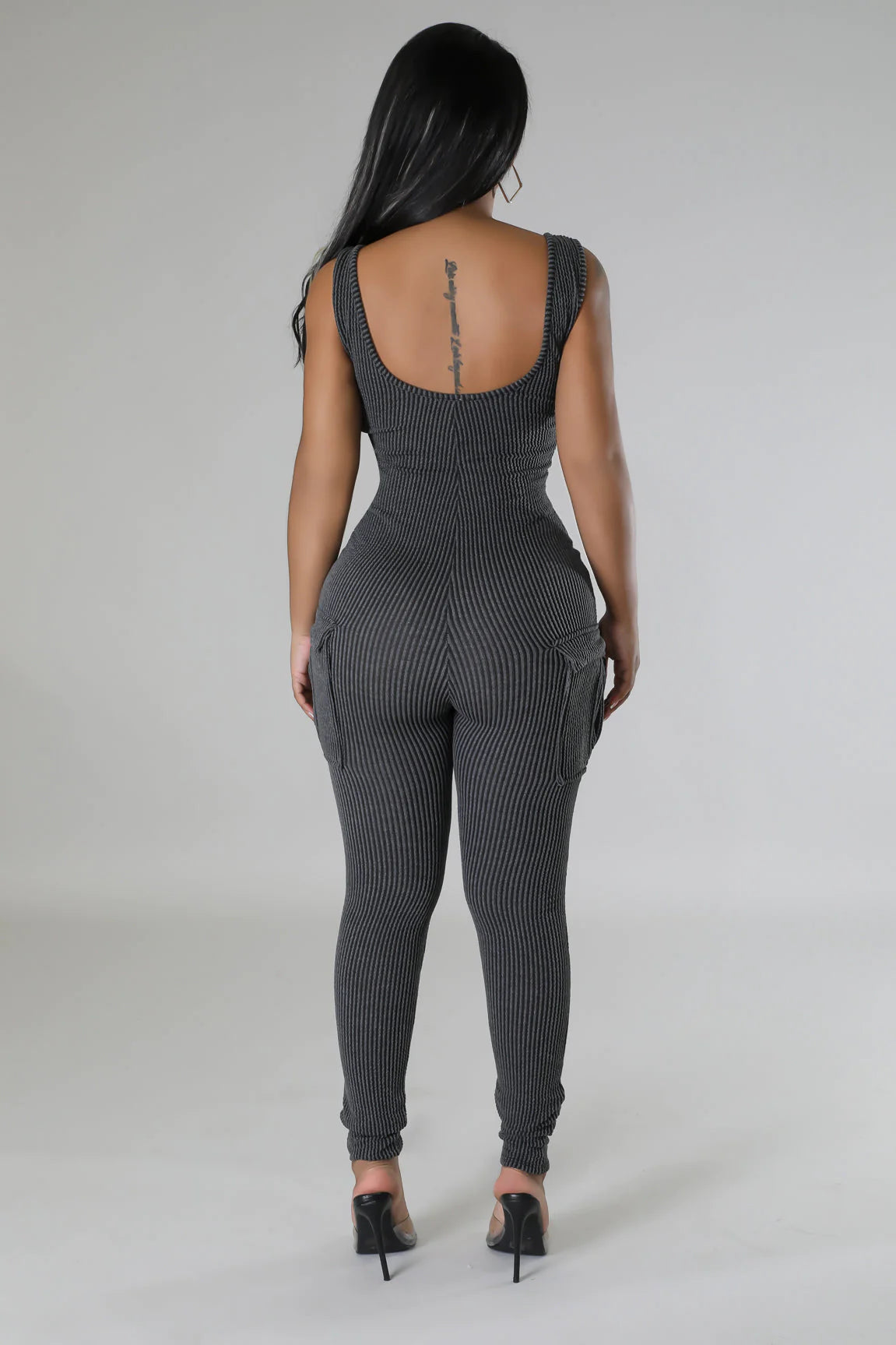 Play In Comfort Ribbed Jumpsuit Slate Charcoal - Ali’s Couture