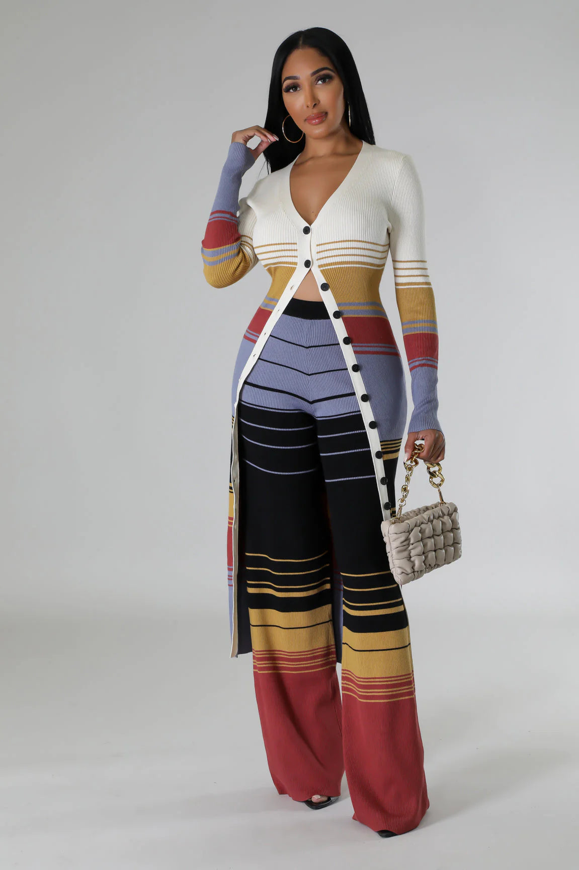 Fine Lines Pant Set Multi - Ali’s Couture