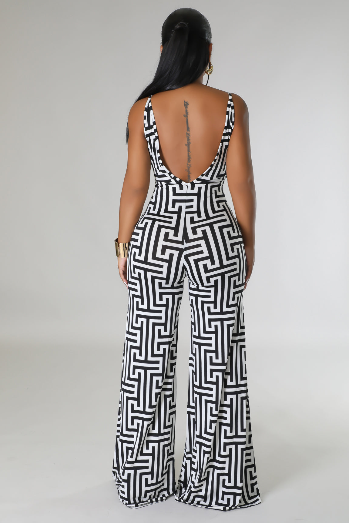 Entangle Printed Jumpsuit Multi Black - Ali’s Couture