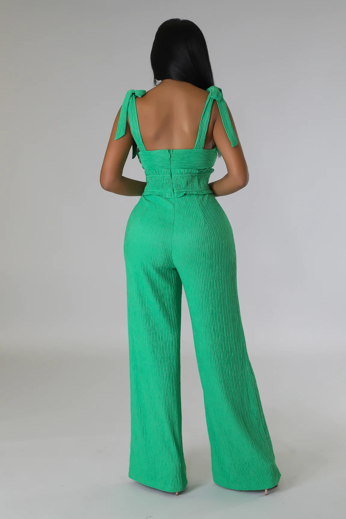 Effie Smocked Waist Jumpsuit Kelly Green - Ali’s Couture