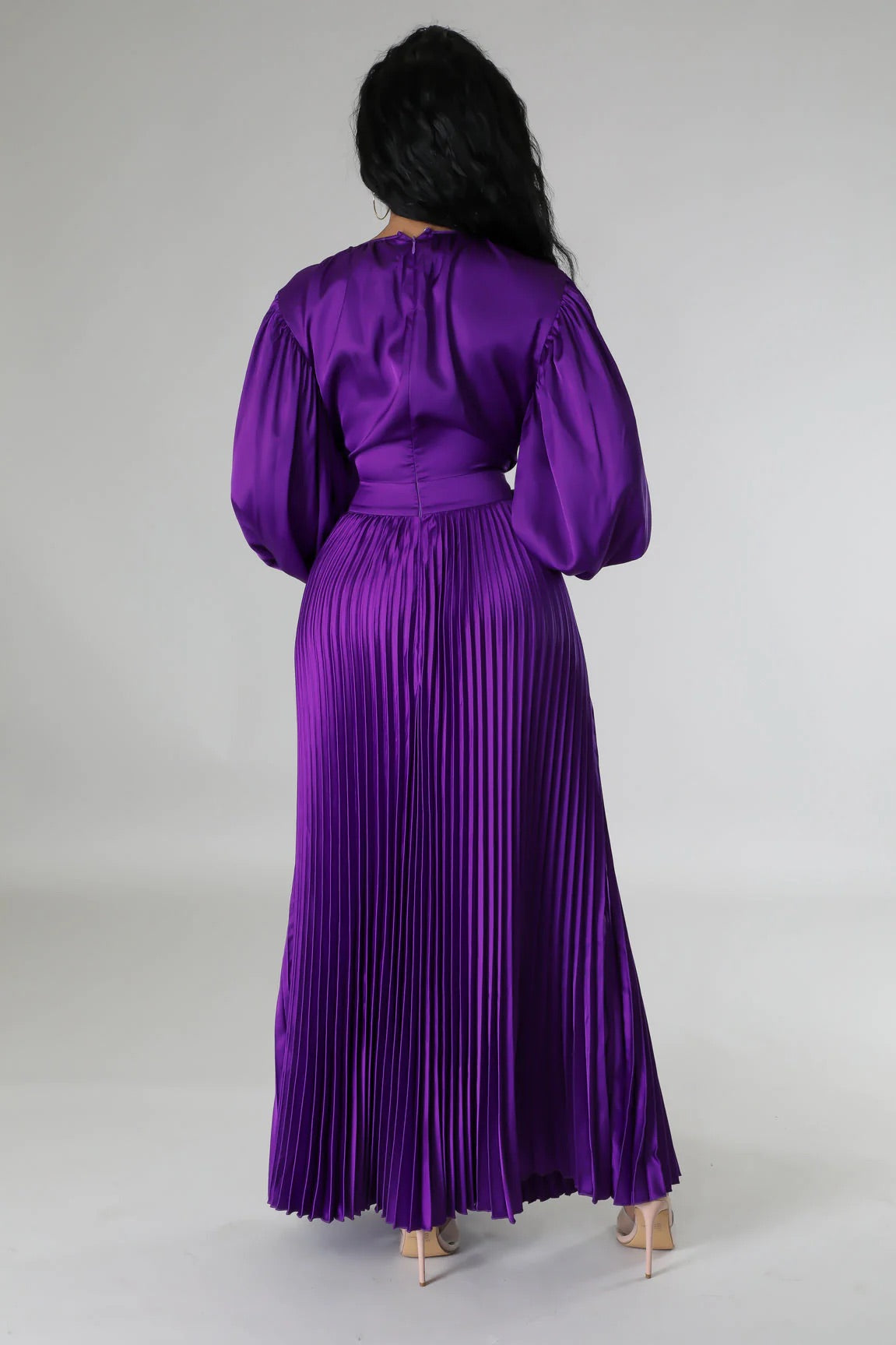 Endless Romance Satin Pleated Maxi Dress Violet - Ali’s Couture