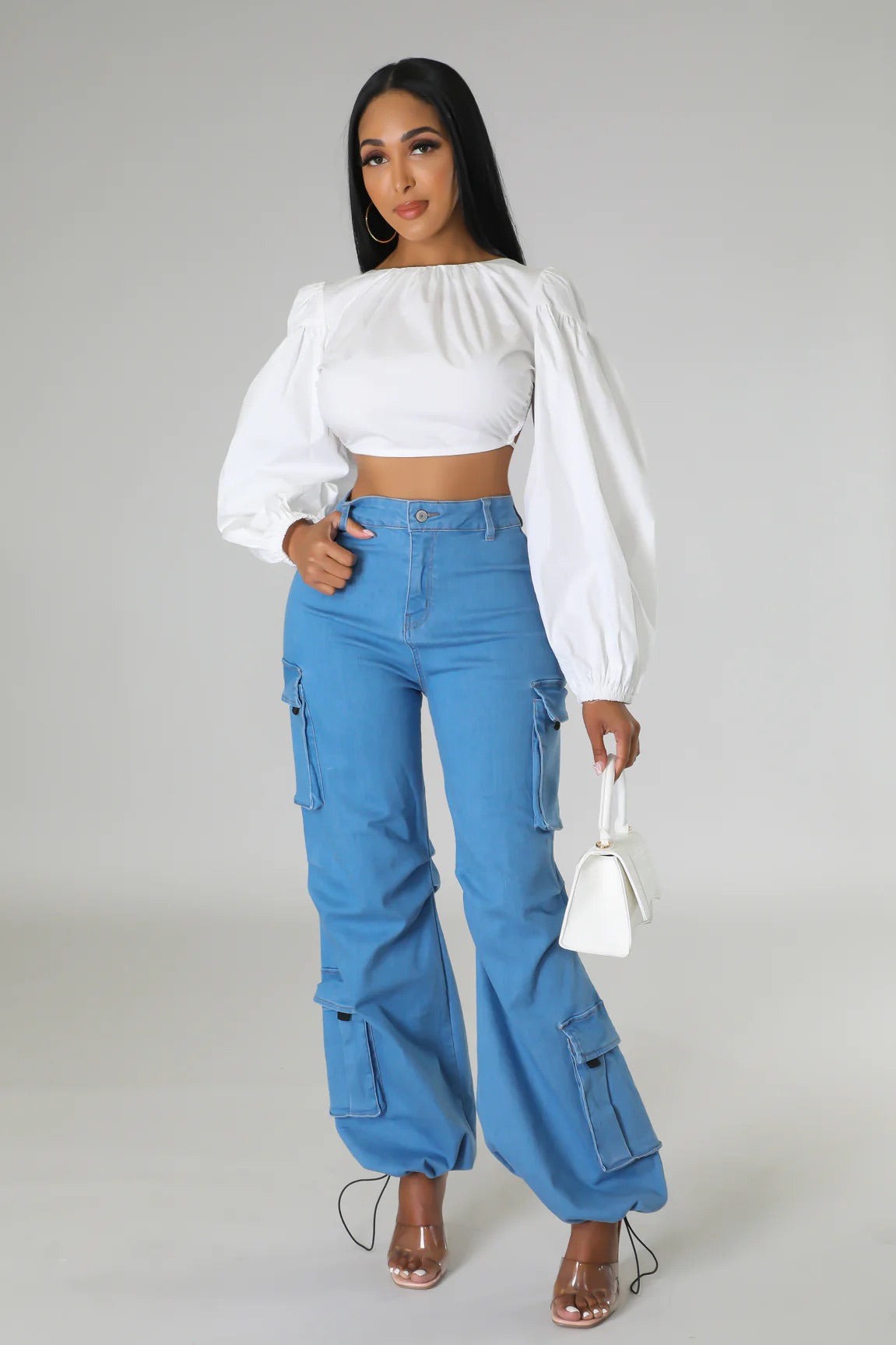 Figueroa Long Sleeve Crop Top White - Ali’s Couture