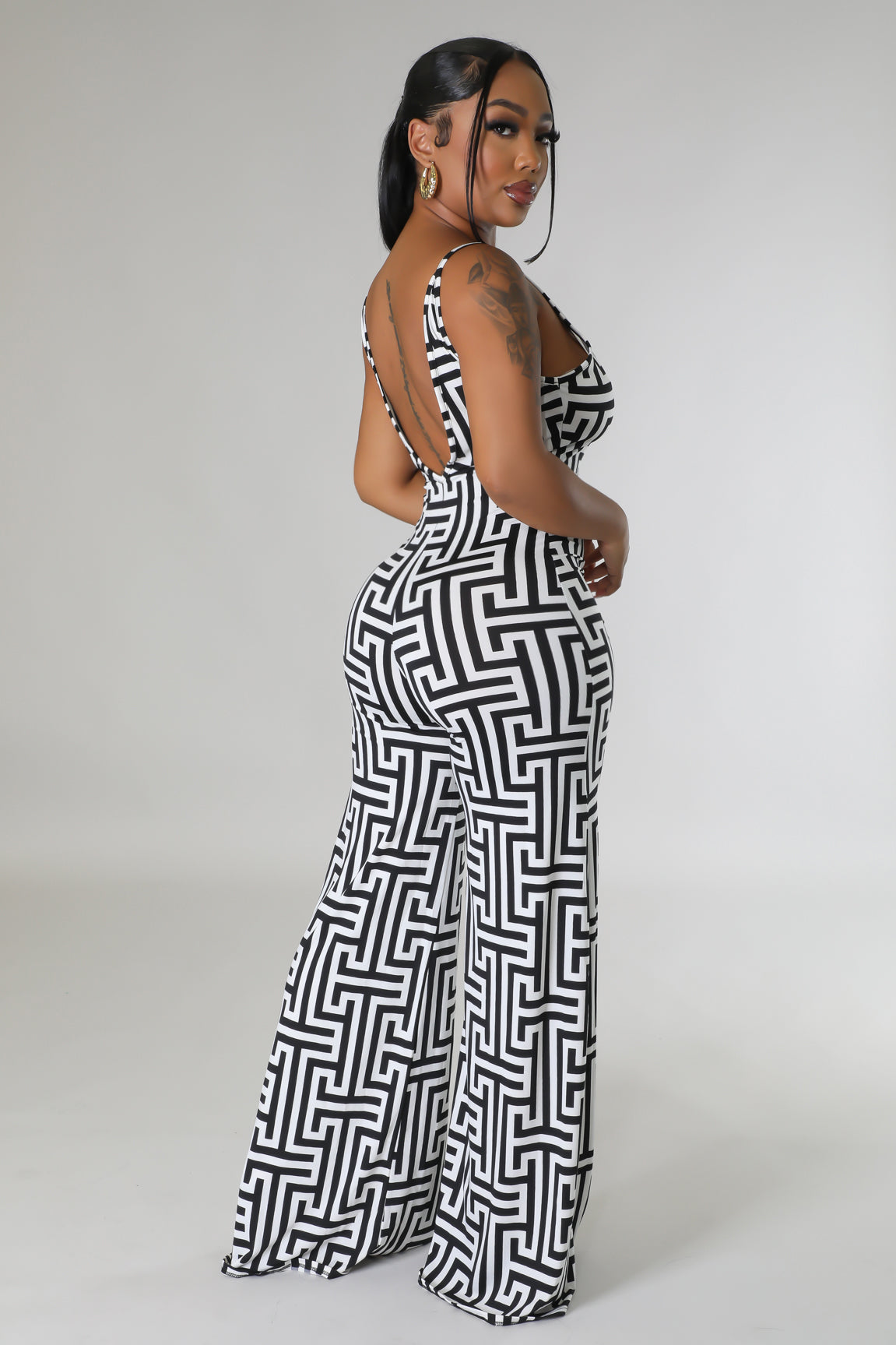 Entangle Printed Jumpsuit Multi Black - Ali’s Couture