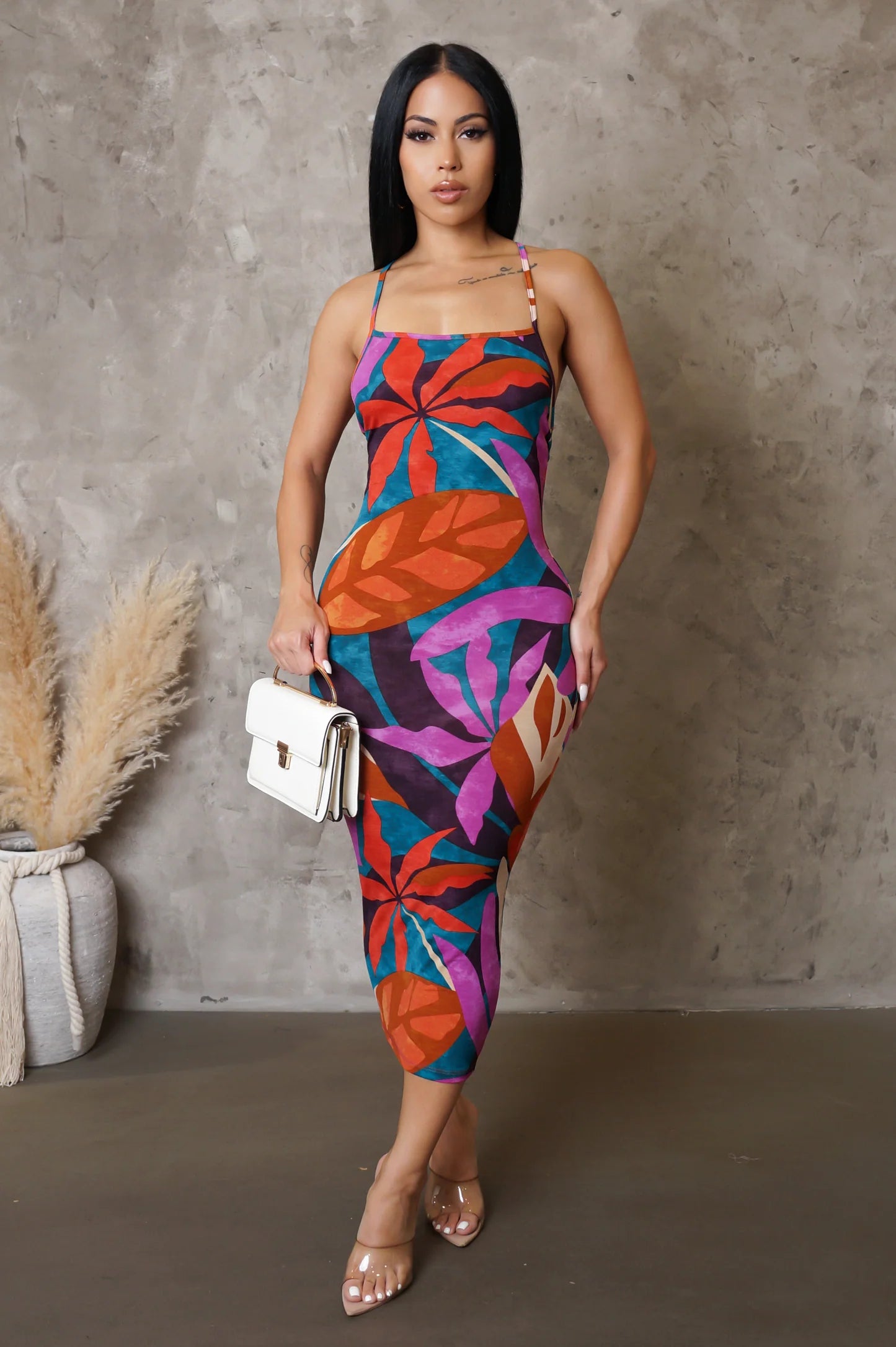 Yurtara Floral Midi Dress Multicolor - Ali’s Couture