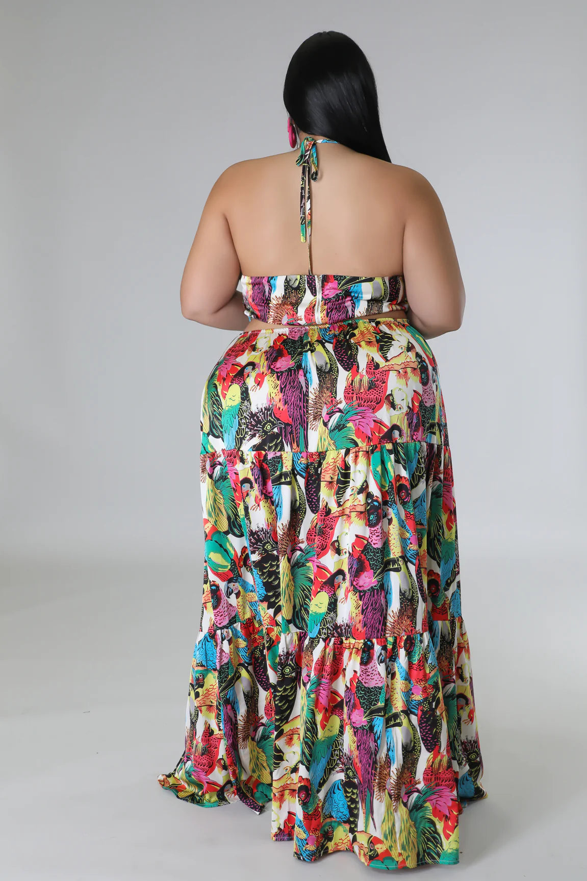 Exotic Getaway Tropical Maxi Dress Multicolor (Curvy) - Ali’s Couture