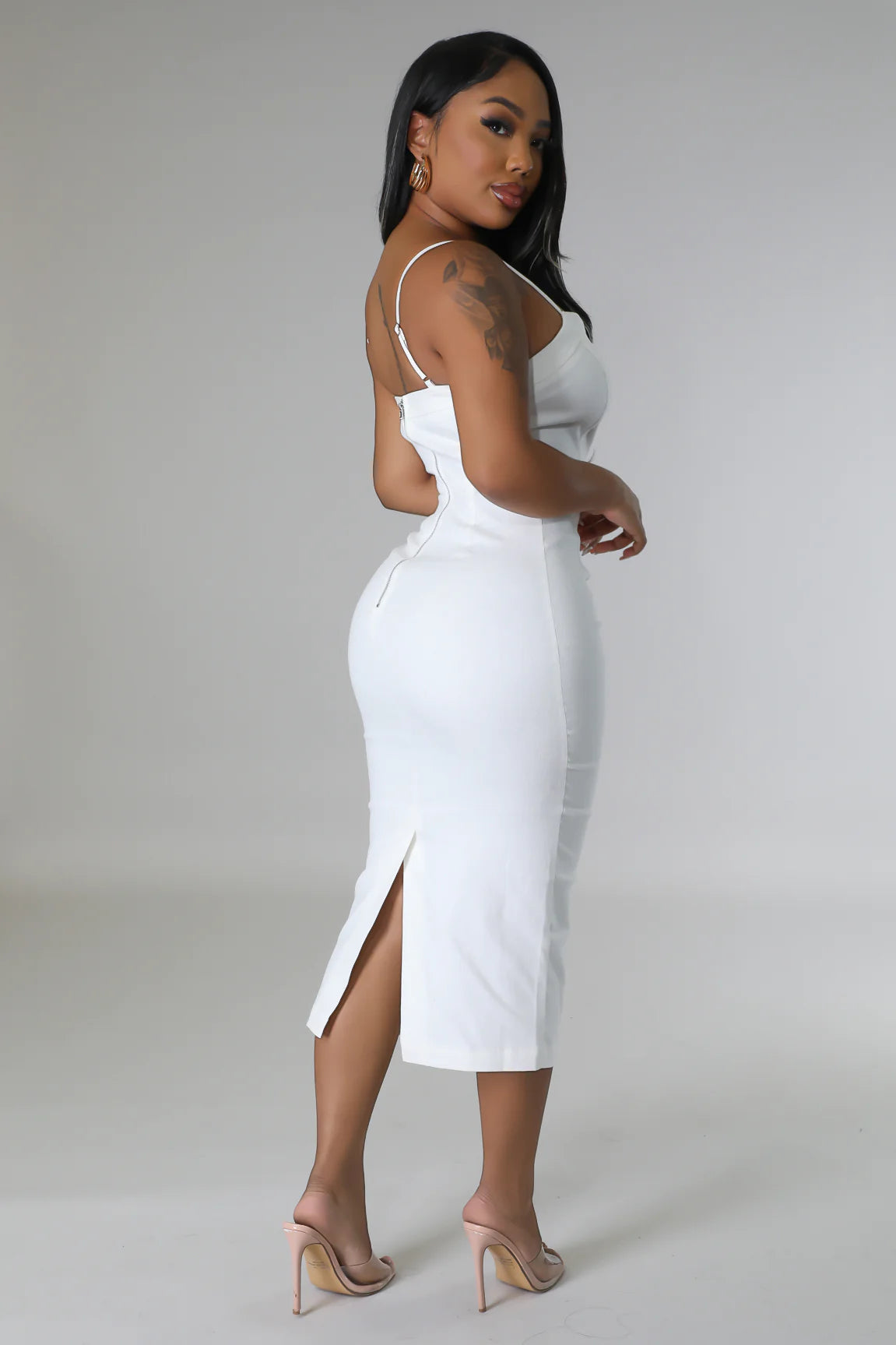 Josia Midi Dress White - Ali’s Couture