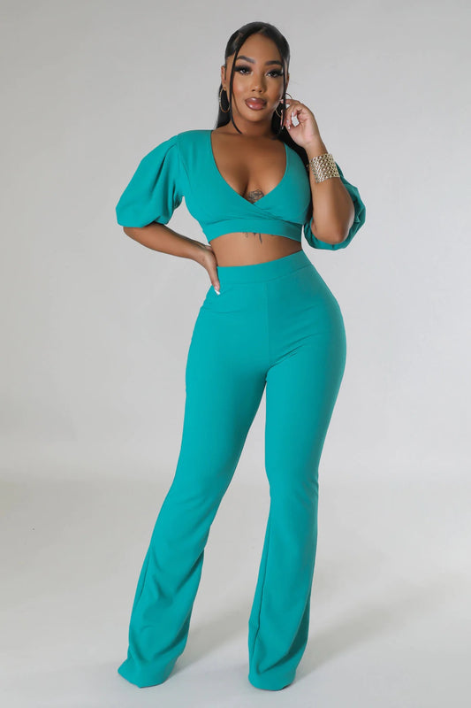 Riko Pant Set Teal Green - Ali’s Couture