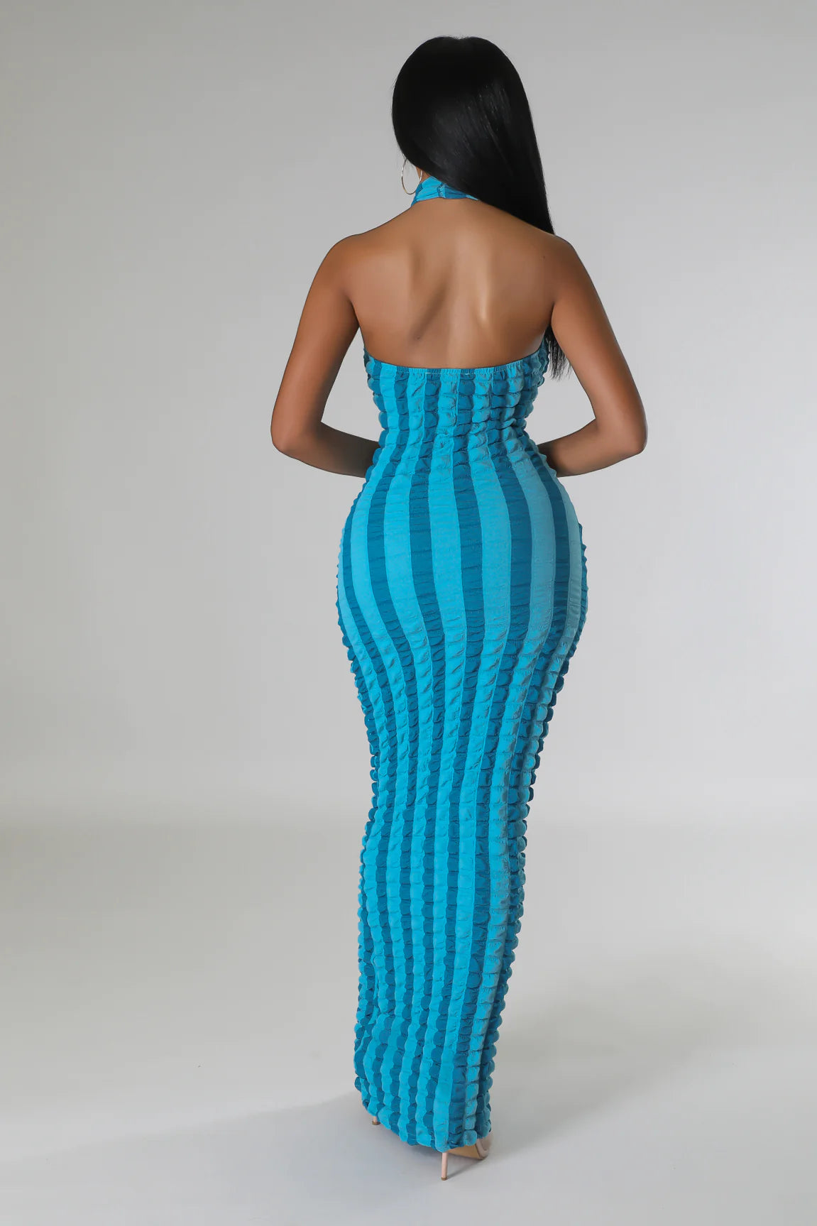 Fabiana Bubble Maxi Dress Blue - Ali’s Couture