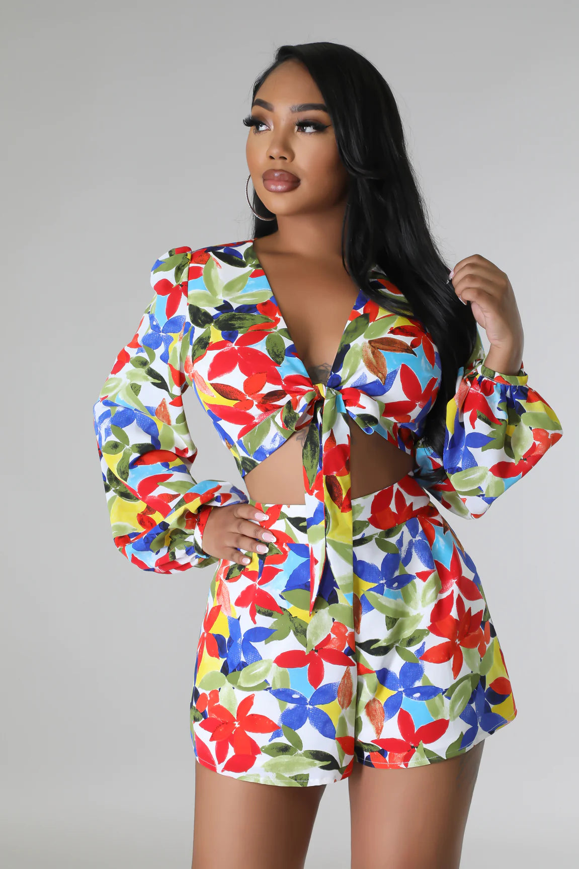 Tokyo Floral Short Set Multi Red - Ali’s Couture