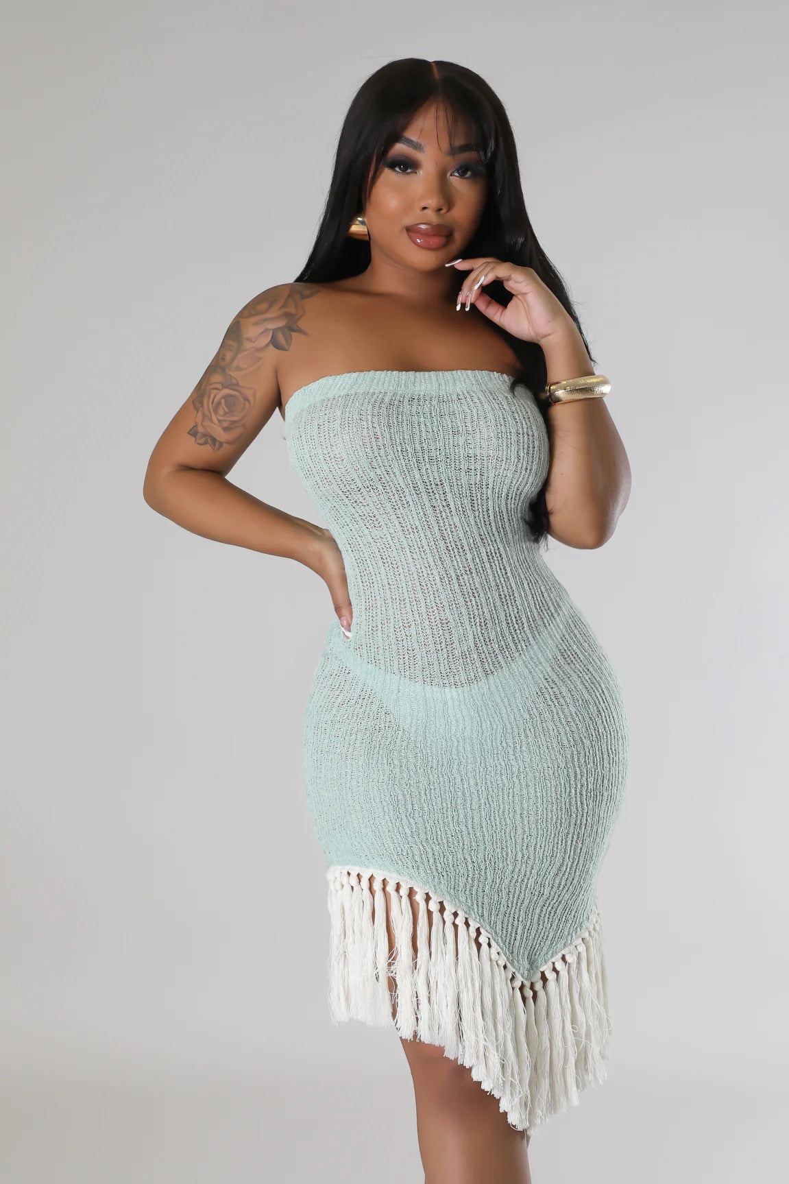 Caicos Knit Mini Dress Mint Green, Medium Caicos Knit Mini Dress Mint Green, Medium