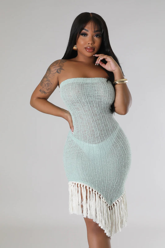 Caicos Knit Mini Dress Mint Green - Ali’s Couture