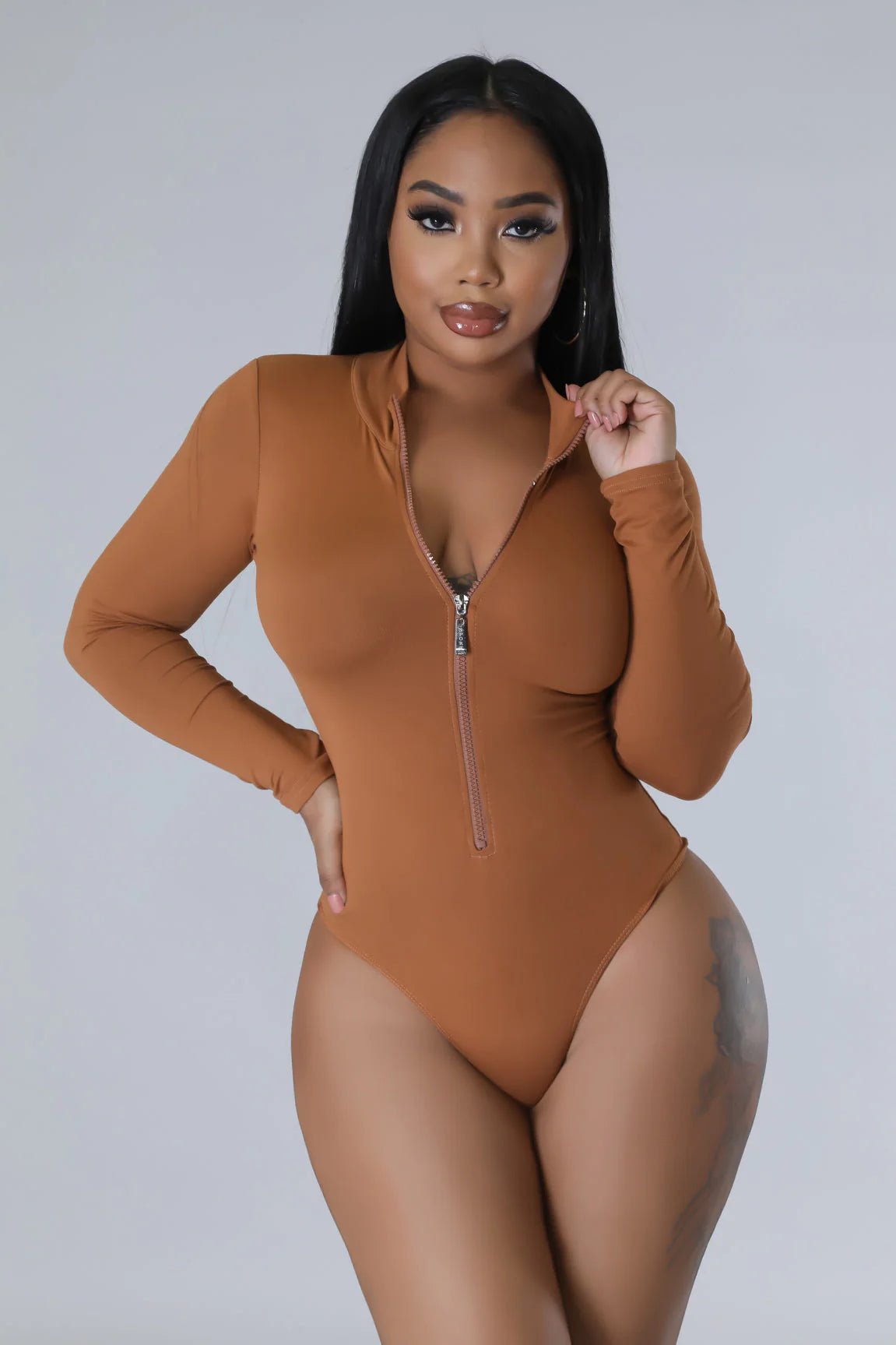 River High Faux Leather Skirt Set Mocha - Ali’s Couture