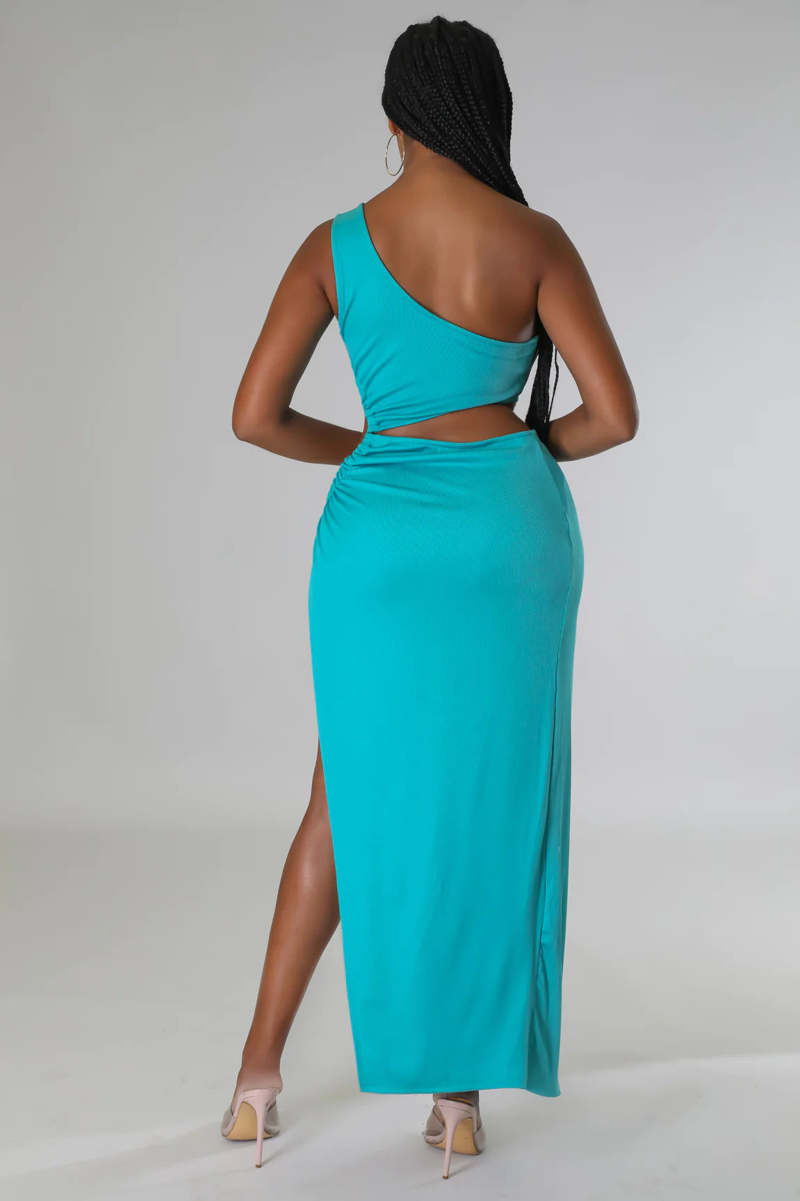 Artemis One Shoulder Cutout Maxi Dress Jade - Ali’s Couture