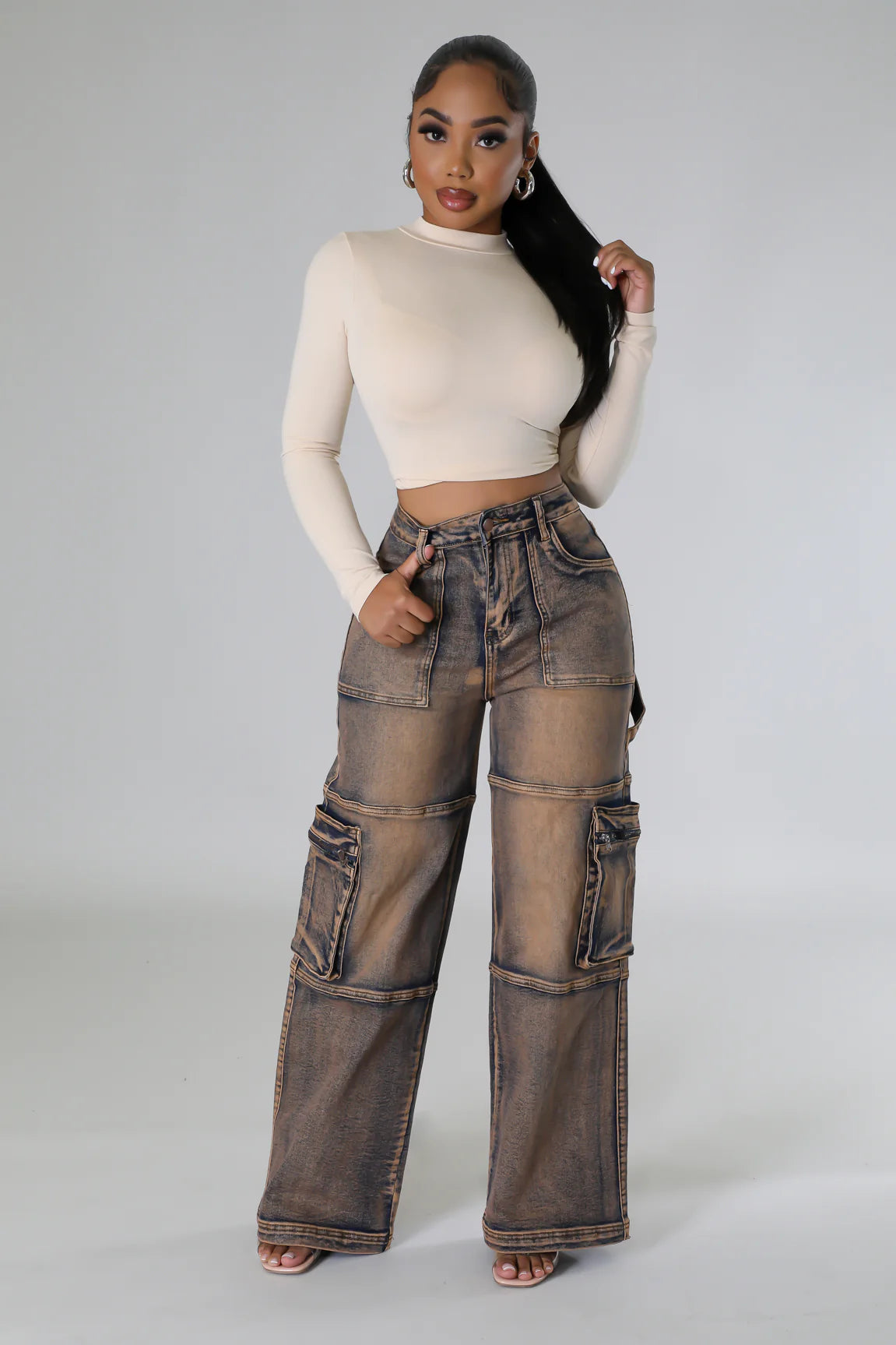Sieanna Cargo Jeans Copper - Ali’s Couture
