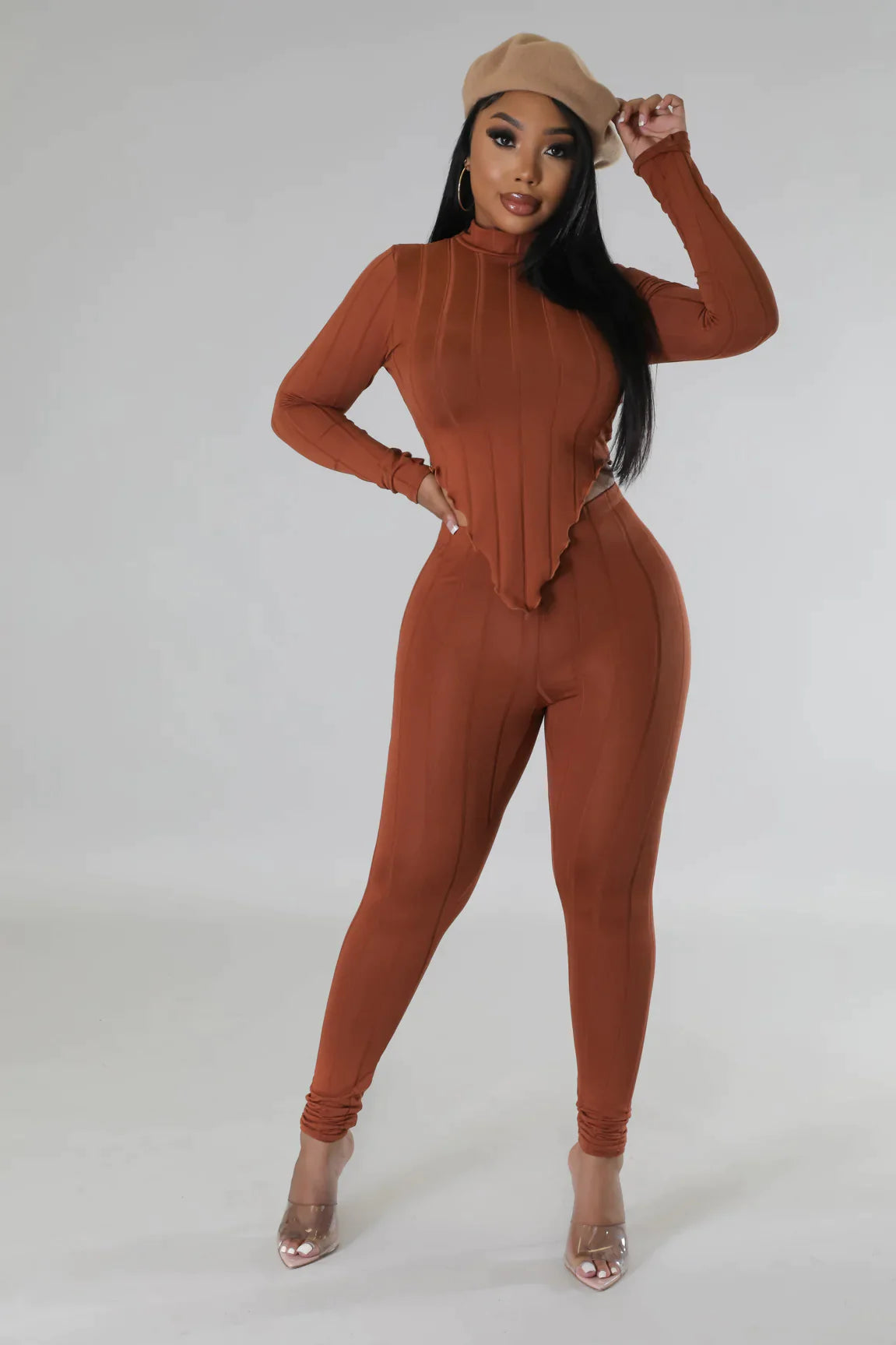 Teca Legging Set Cognac Brown - Ali’s Couture