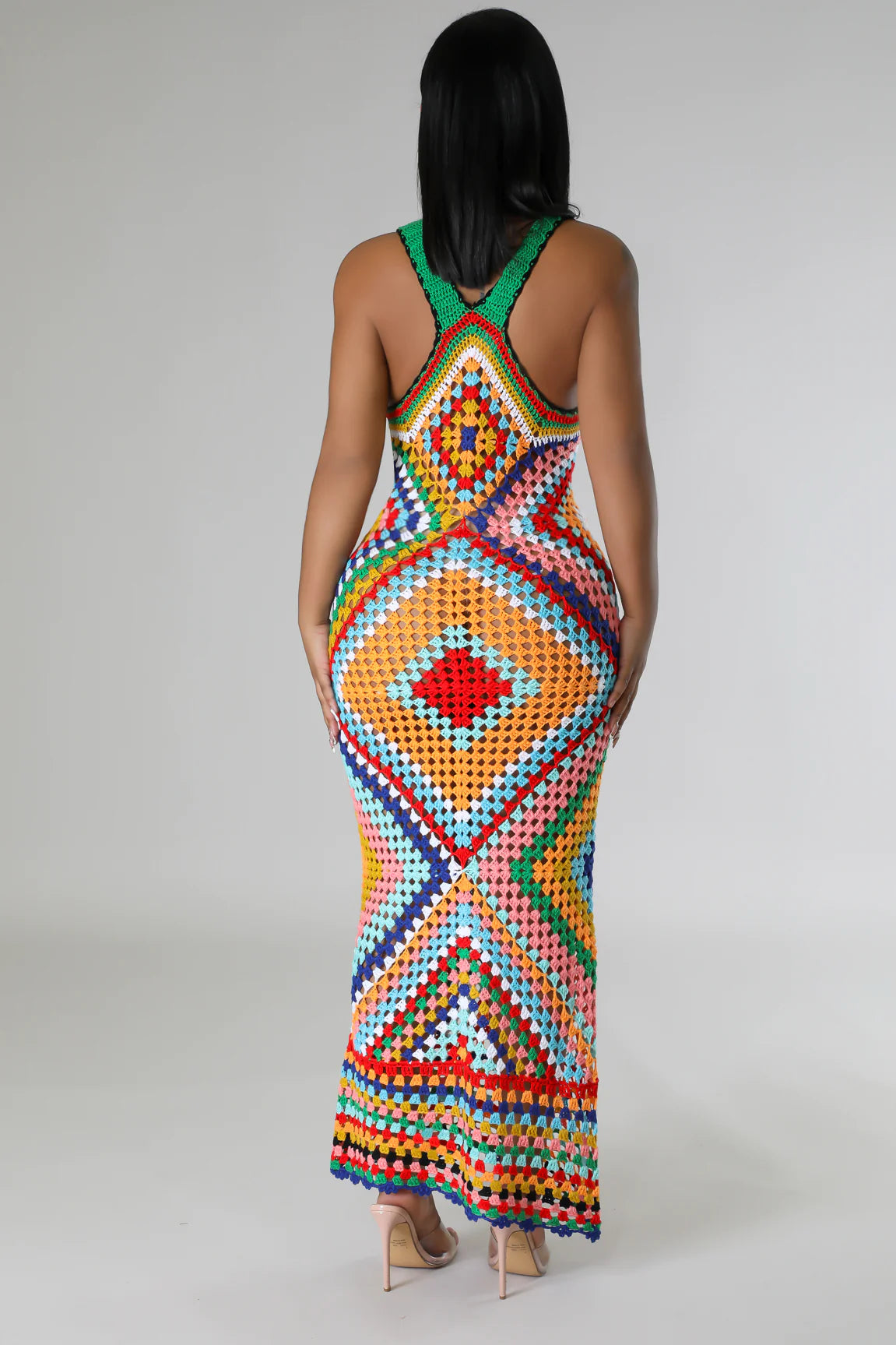 Sun Kissed Crochet Midi Dress Multicolor - Ali’s Couture