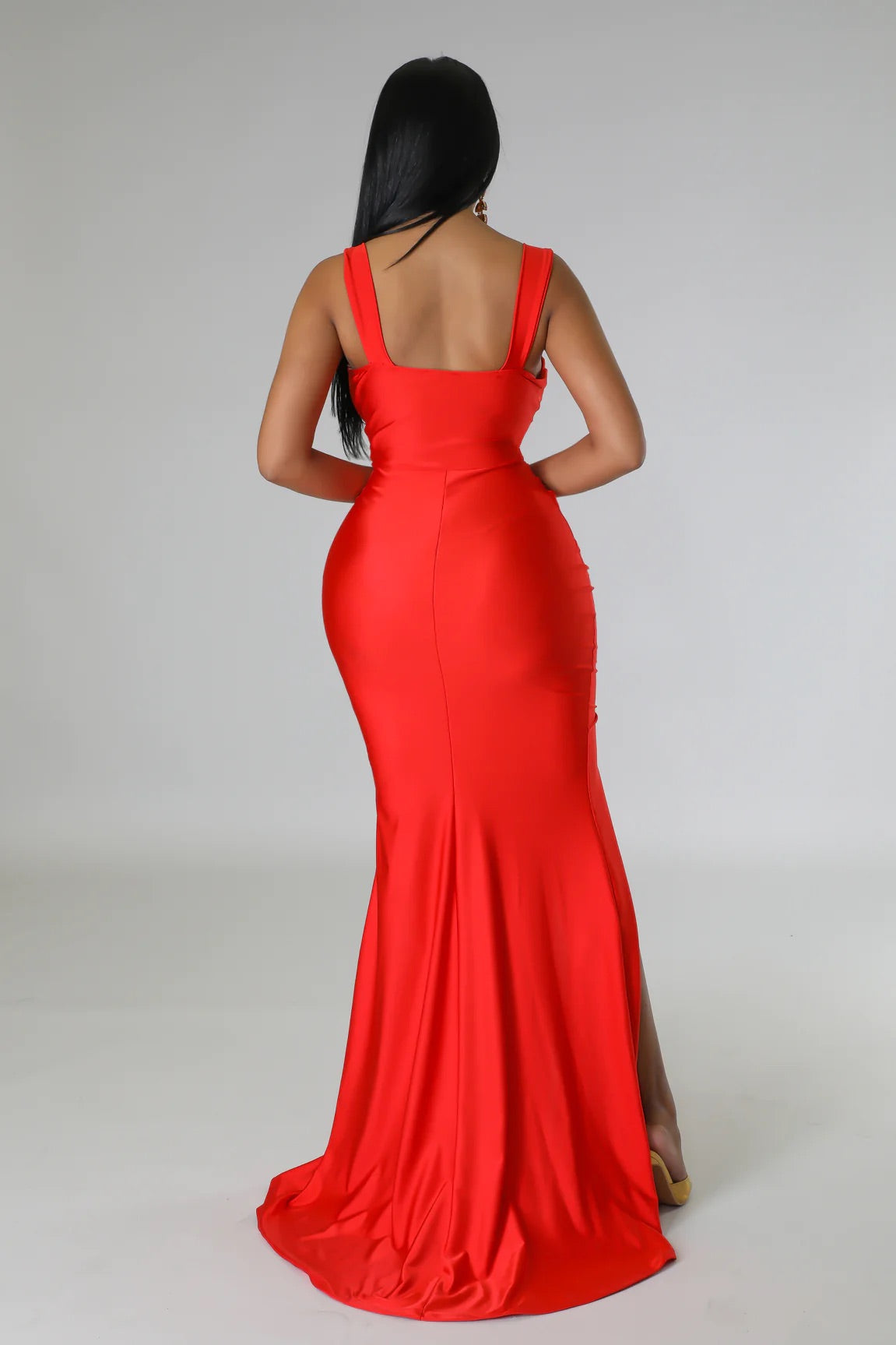 Cosmia Satin Maxi Dress Red - Ali’s Couture