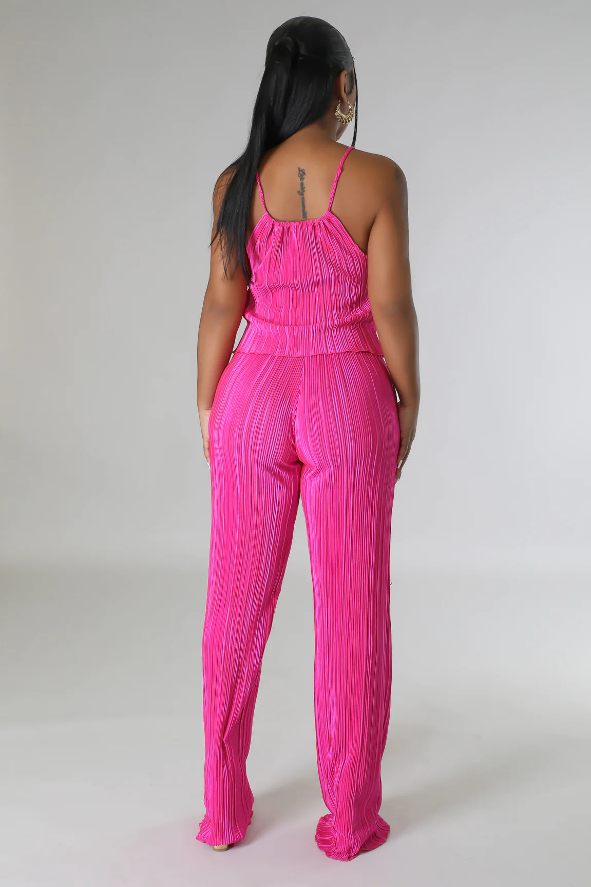 Salma Plisse Pant Set Fuchsia - Ali’s Couture