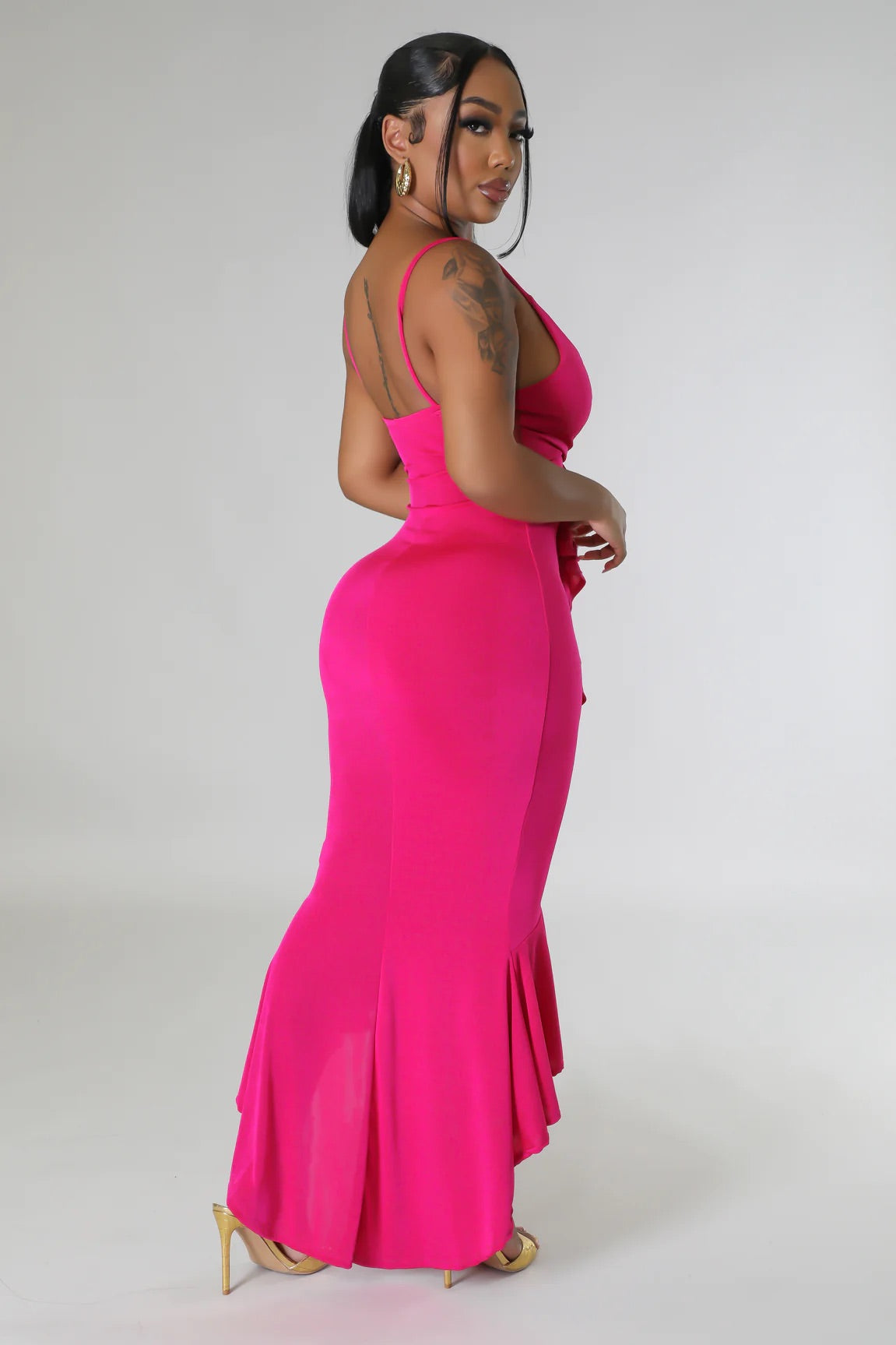 Havana Nights Midi Dress Magenta - Ali’s Couture