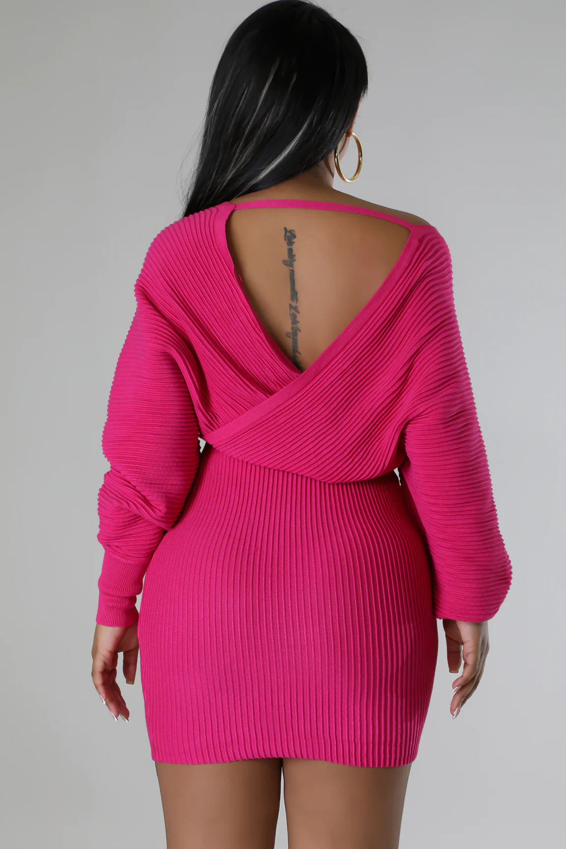 Sweetheart Ribbed Mini Dress Fuchsia - Ali’s Couture