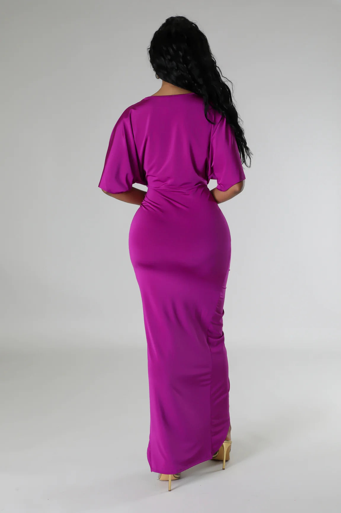 Ravalli Draped Midi Dress Magenta - Ali’s Couture