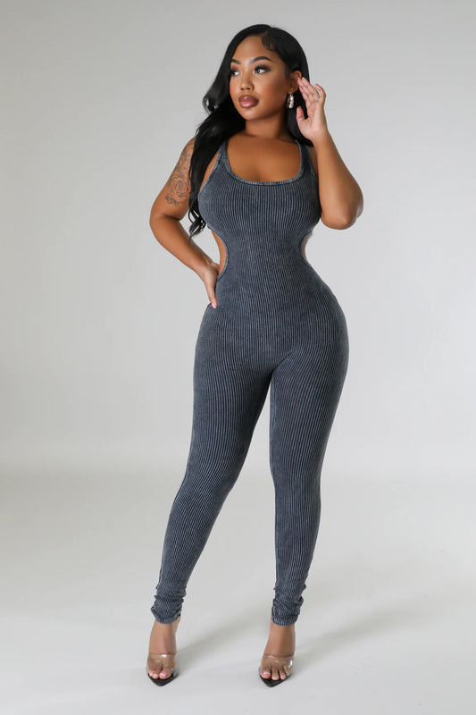 Jonae Ribbed Jumpsuit Black - Ali’s Couture