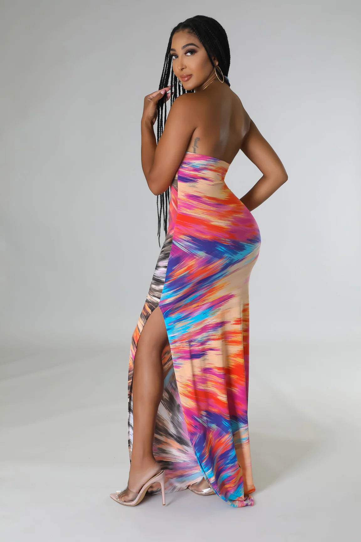 Copacabana Halter Maxi Dress Multicolor - Ali’s Couture