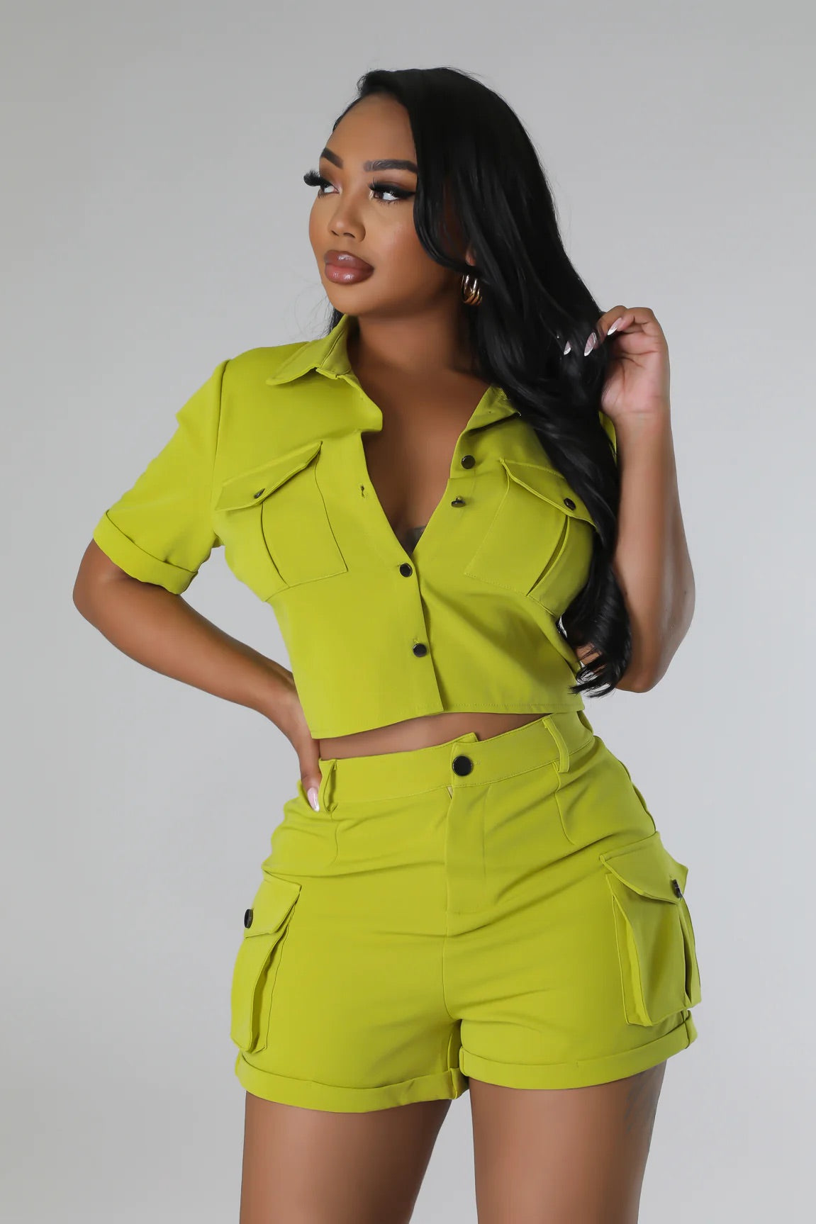 Violetta Short Set Chartreuse - Ali’s Couture