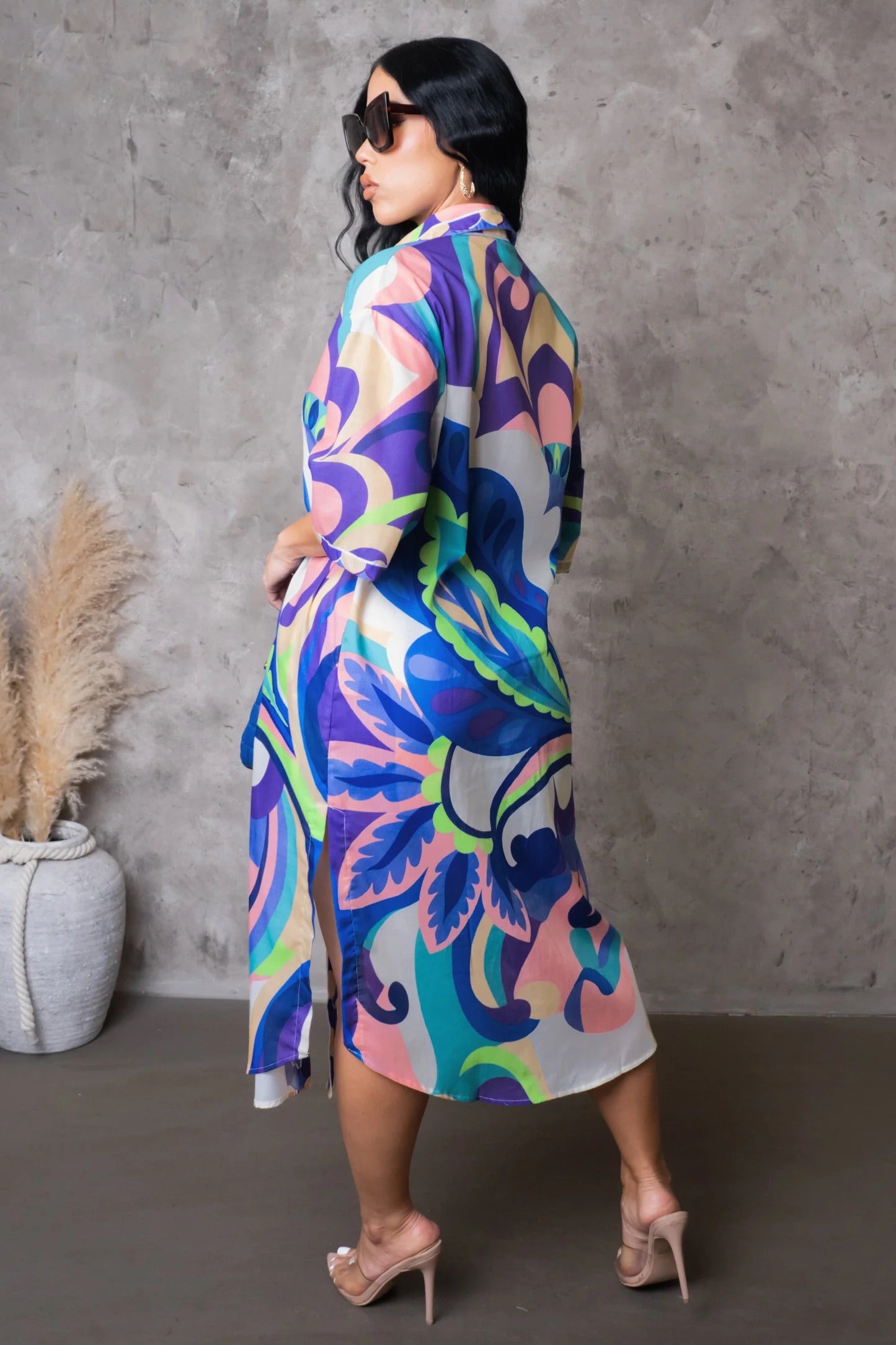 Desara Printed Short Set Multi Blue - Ali’s Couture