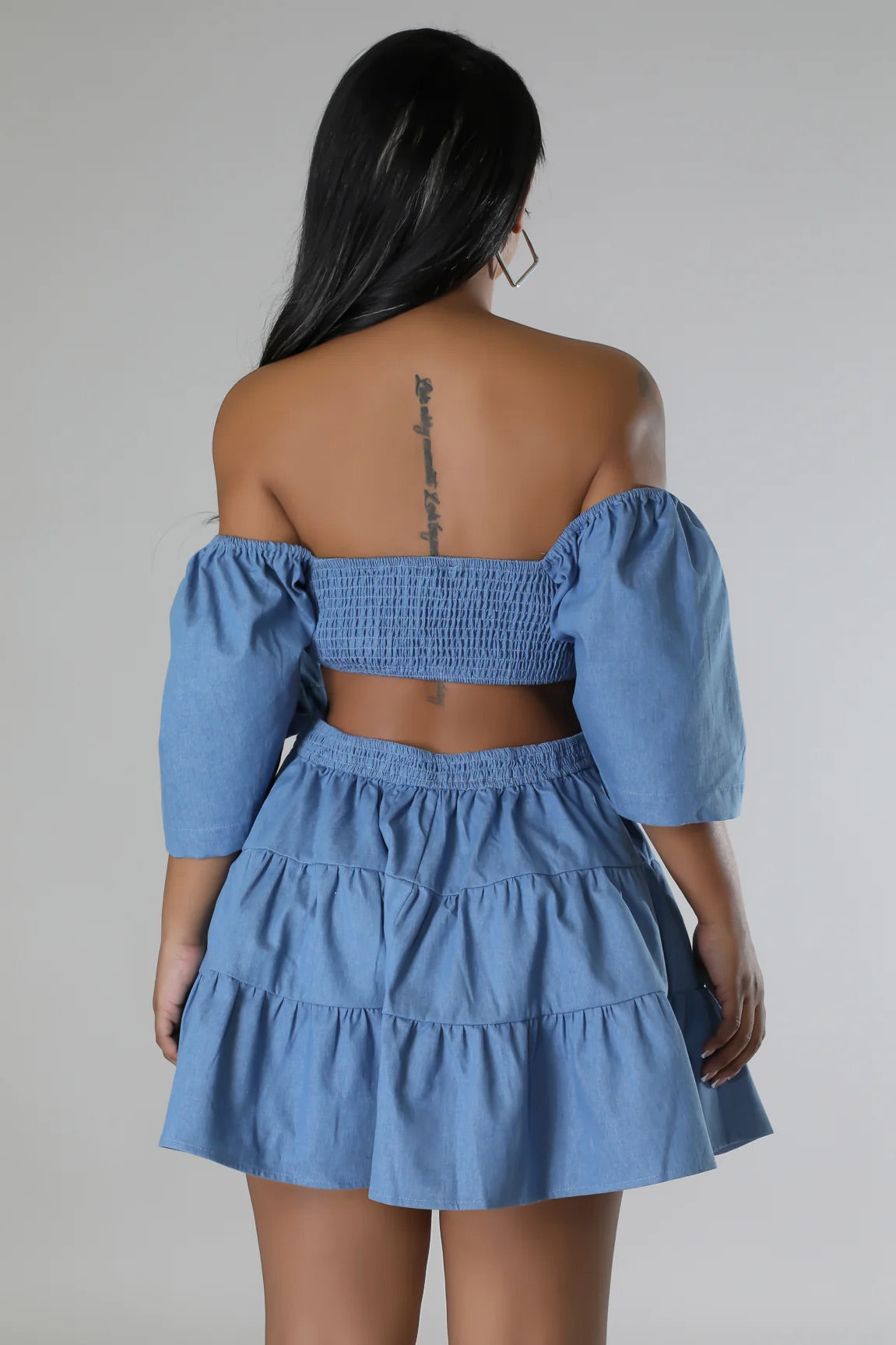 Jesse Cutout Mini Dress Denim Blue - Ali’s Couture