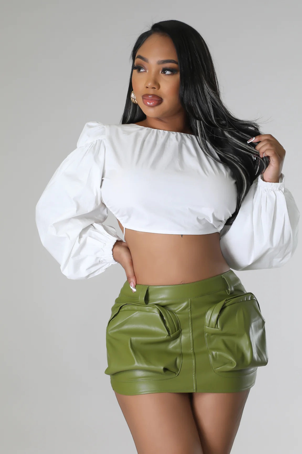 Figueroa Long Sleeve Crop Top White - Ali’s Couture