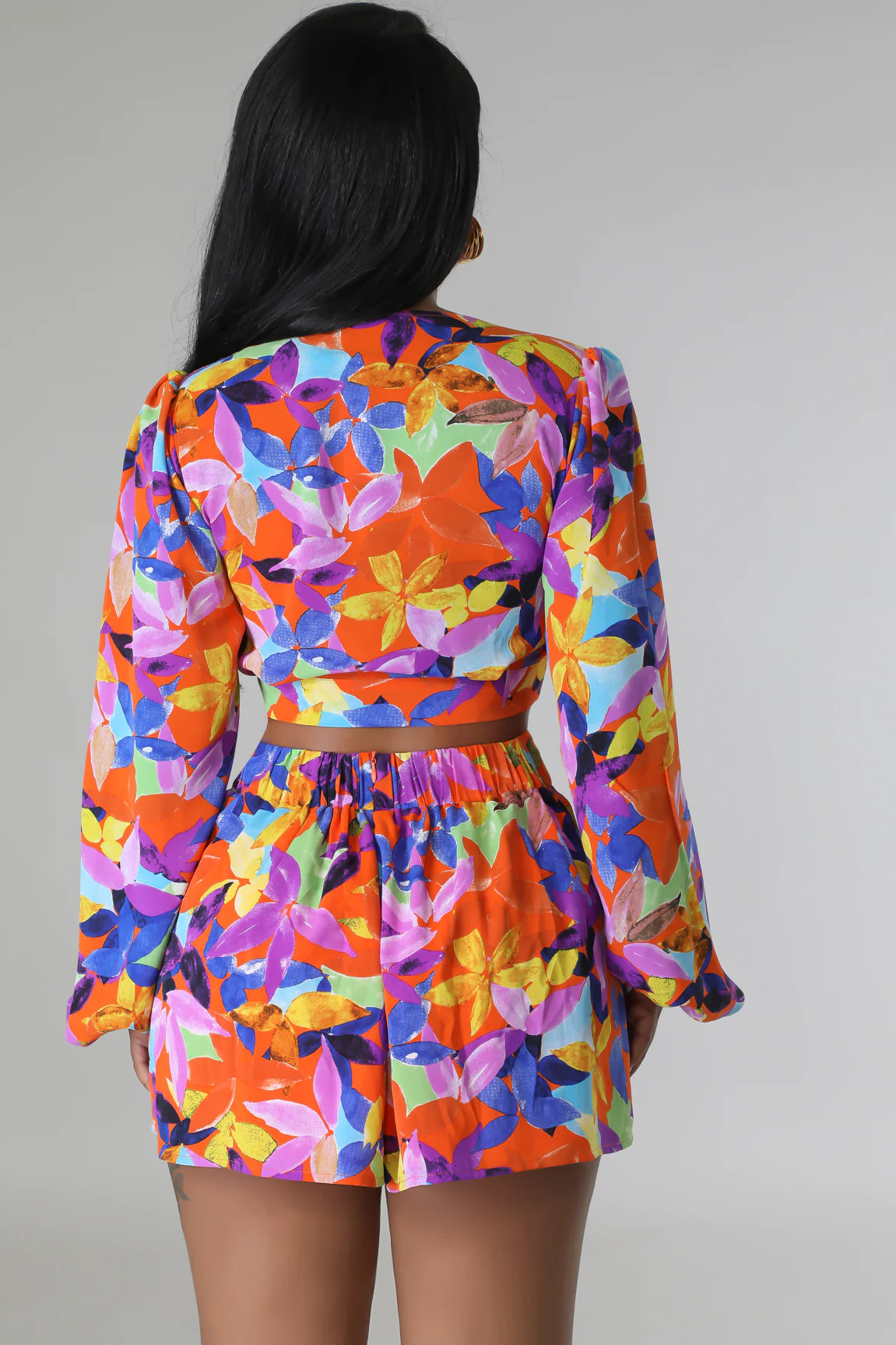 Tokyo Floral Short Set Multi Orange - Ali’s Couture