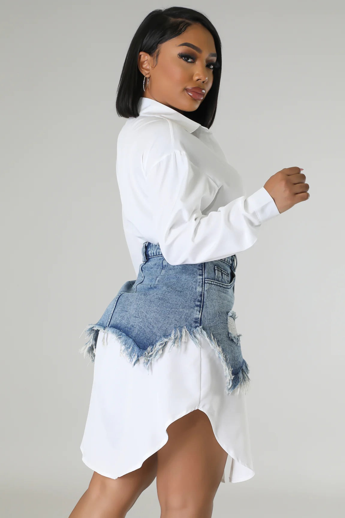 Remi Denim Midi Dress Set White - Ali’s Couture