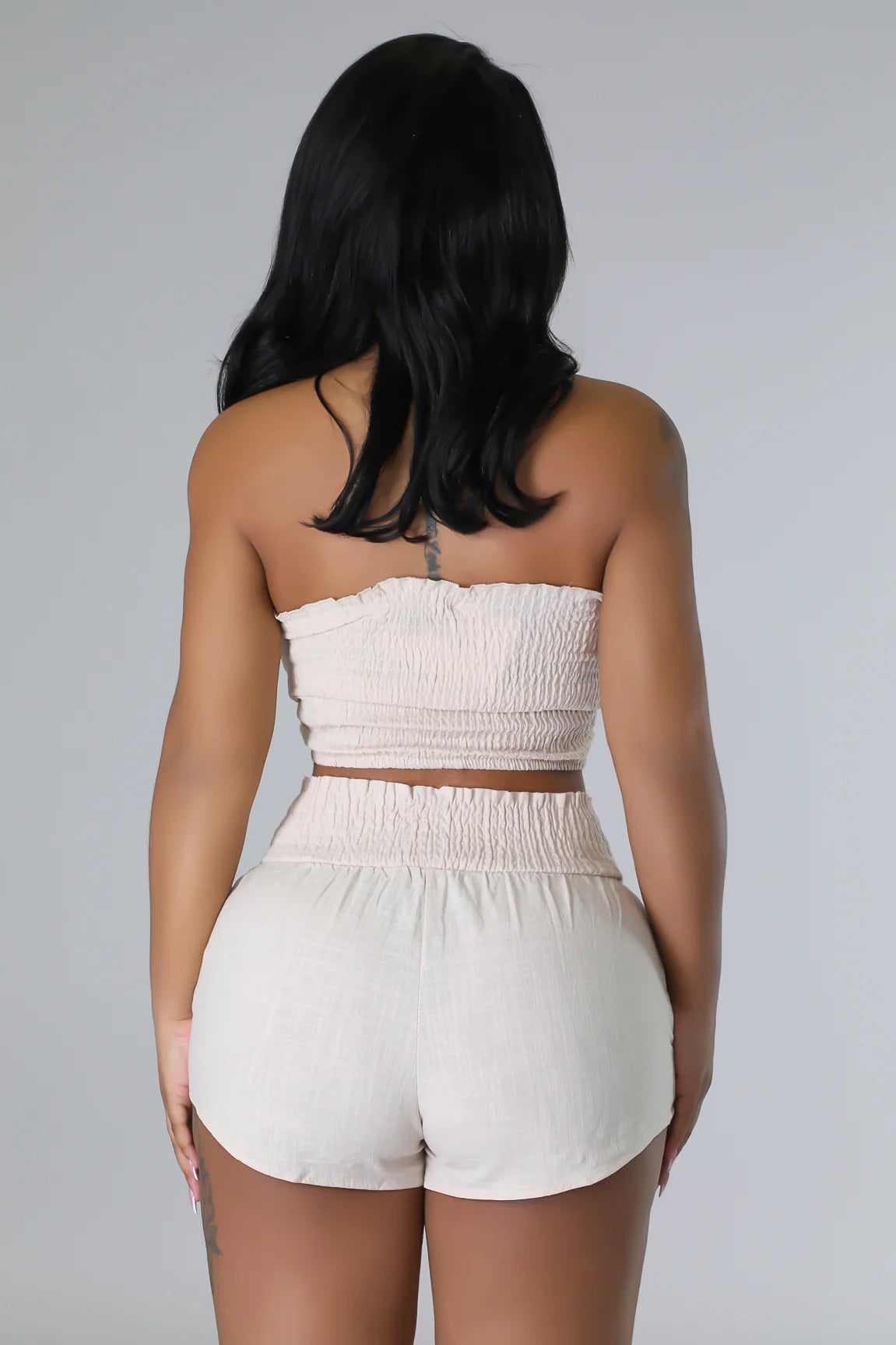 Miami Nights Tube Top Short Set Taupe - Ali’s Couture