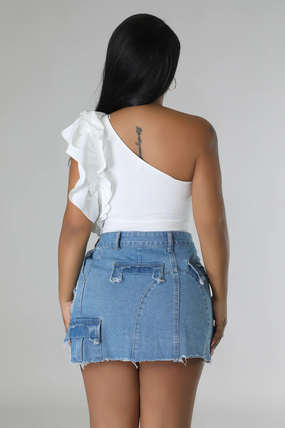 Amorette One Shoulder Bodysuit Off White - Ali’s Couture