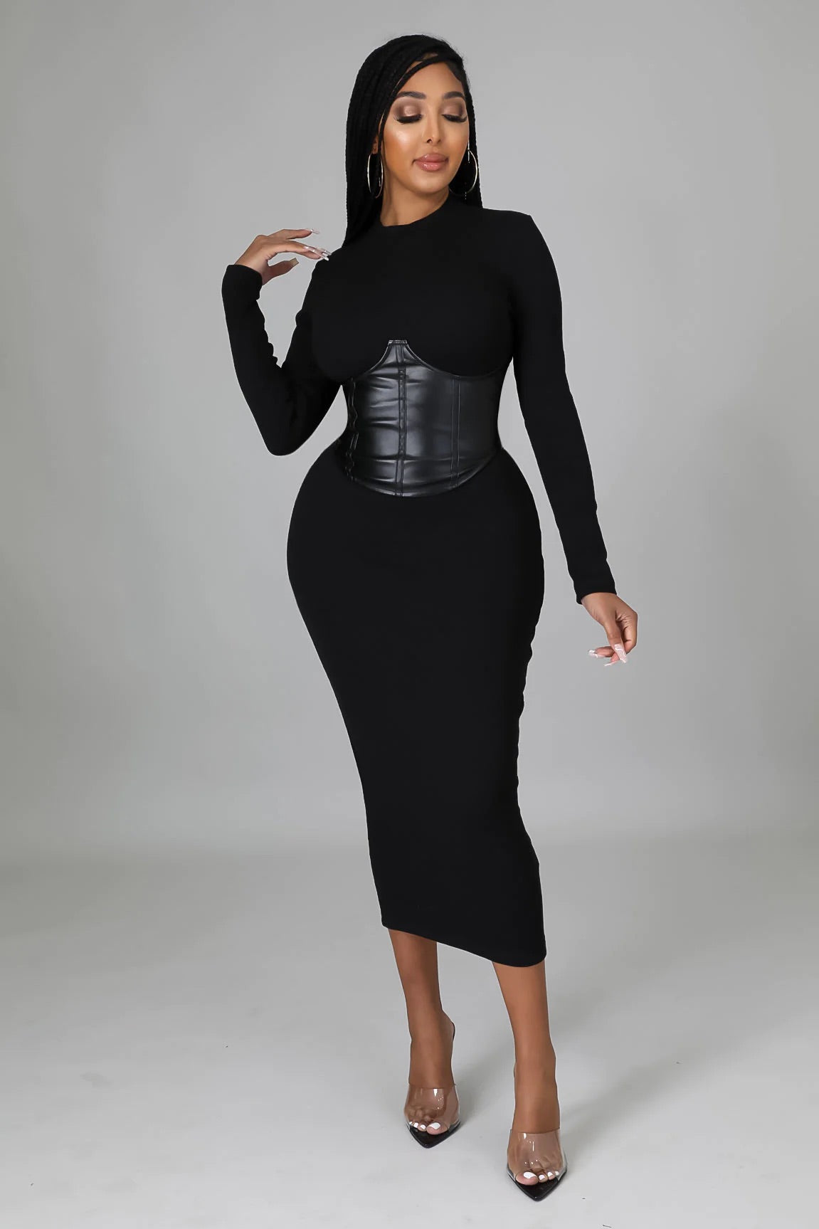 Newtown Corset Midi Dress Black - Ali’s Couture
