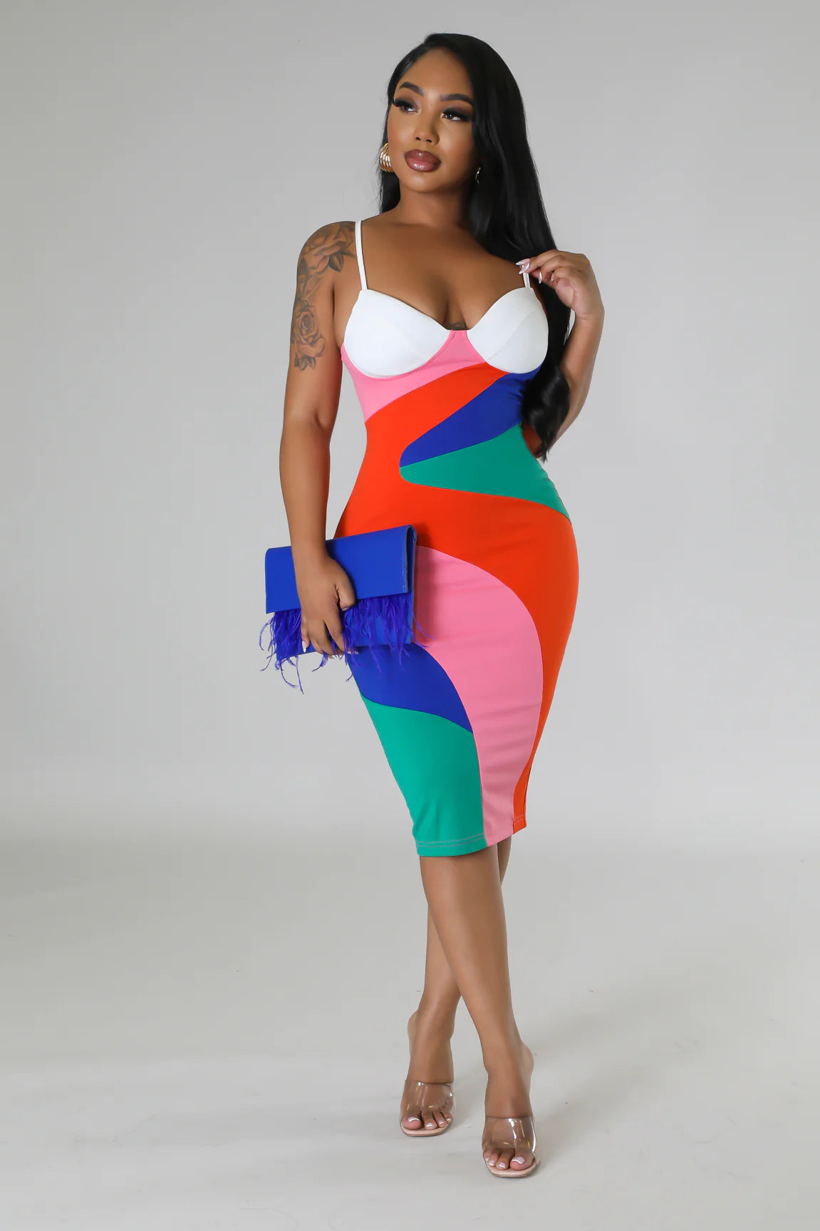 Fine Art Colorblock Midi Dress Multicolor - Ali’s Couture