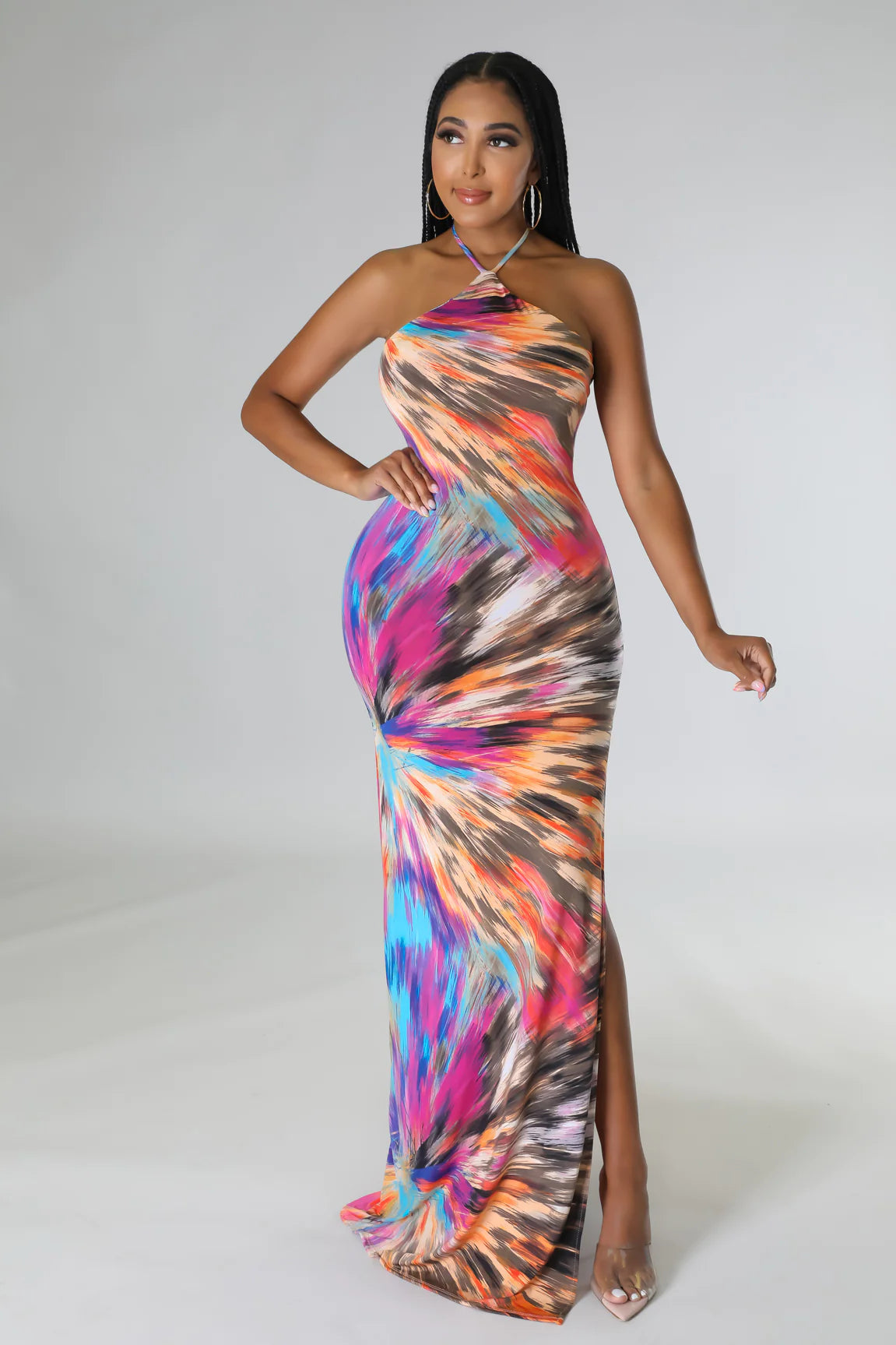 Copacabana Halter Maxi Dress Multicolor - Ali’s Couture
