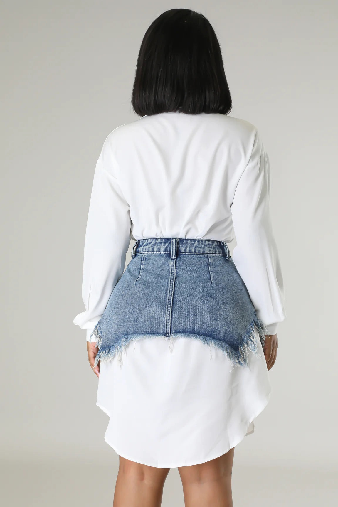 Remi Denim Midi Dress Set White - Ali’s Couture
