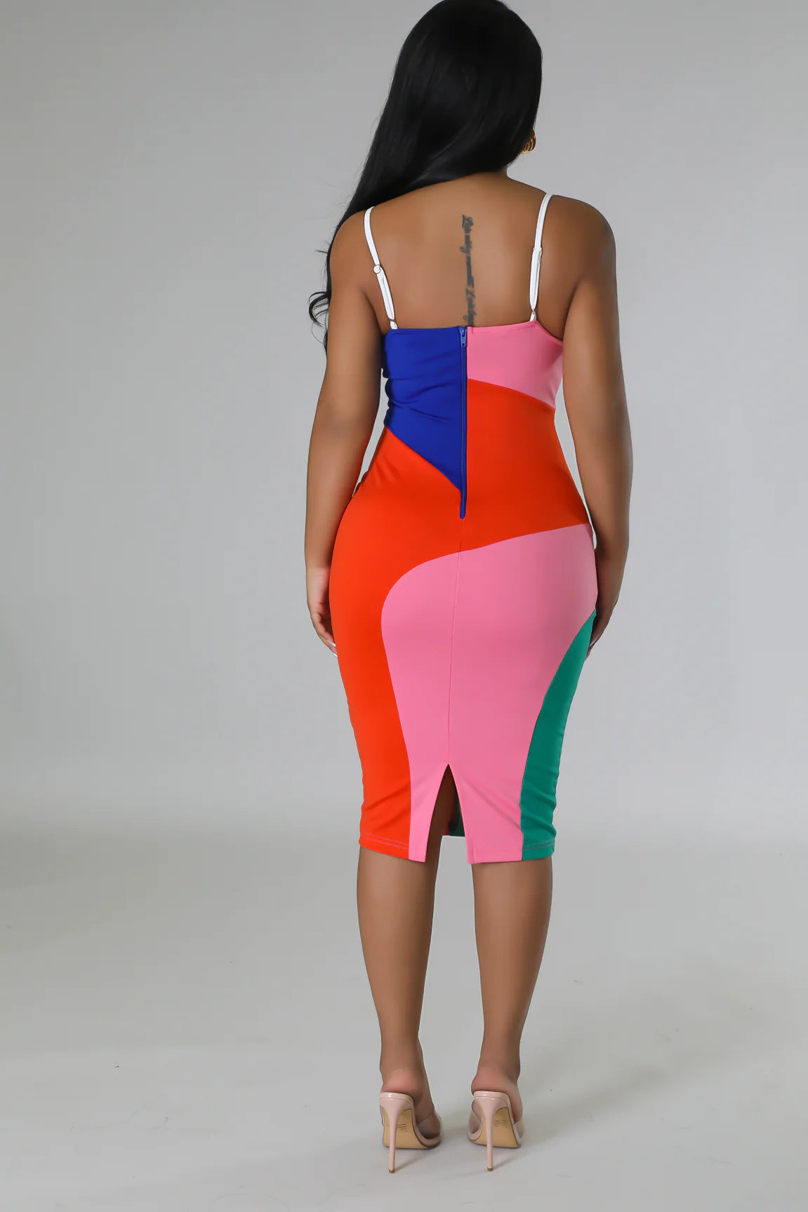Fine Art Colorblock Midi Dress Multicolor - Ali’s Couture